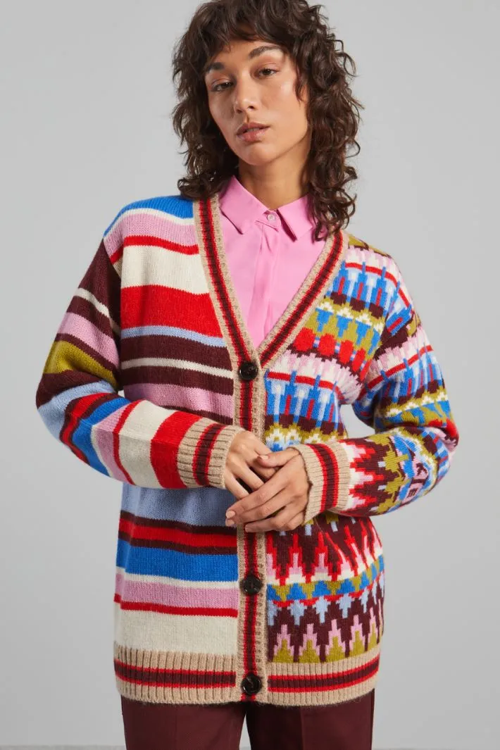 Cardigan jacquard in alpaca