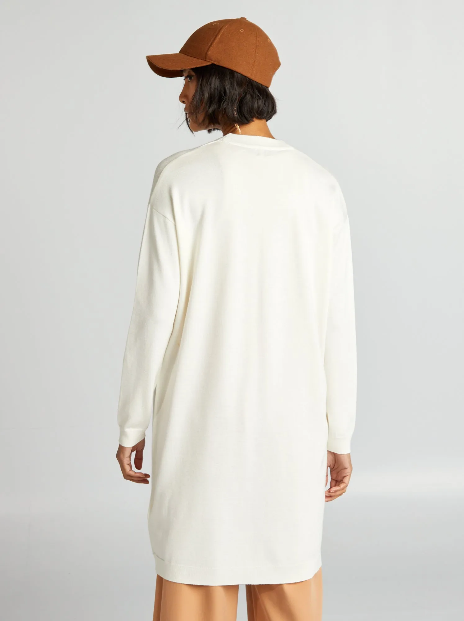 Cardigan lungo con bottoni - BIANCO