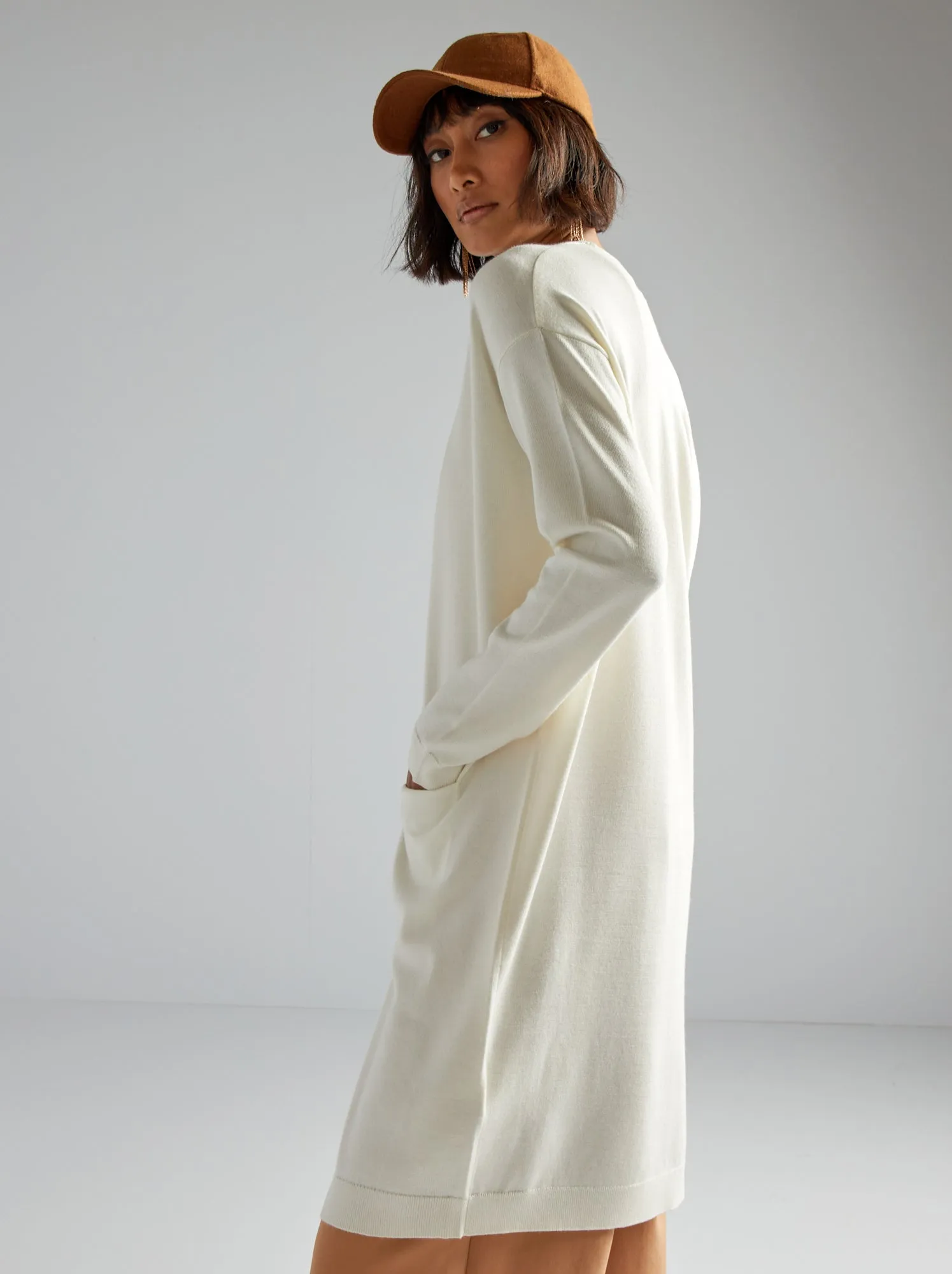 Cardigan lungo con bottoni - BIANCO