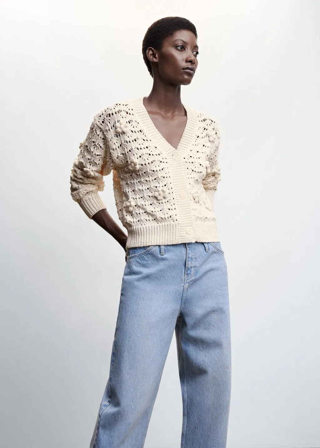 Cardigan maglia traforato
