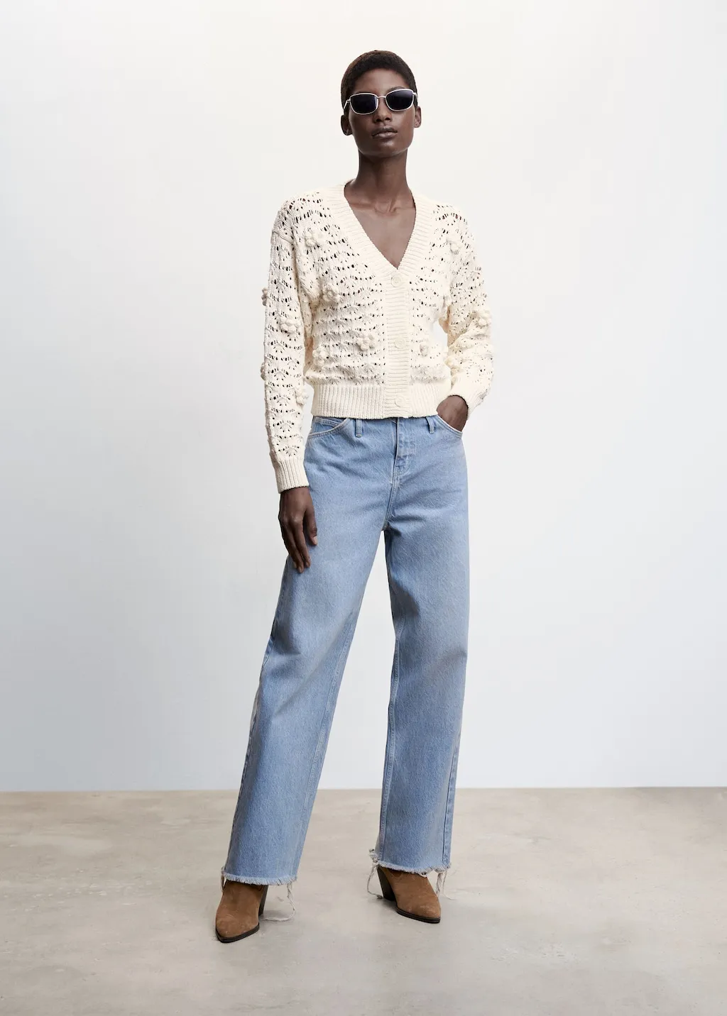 Cardigan maglia traforato
