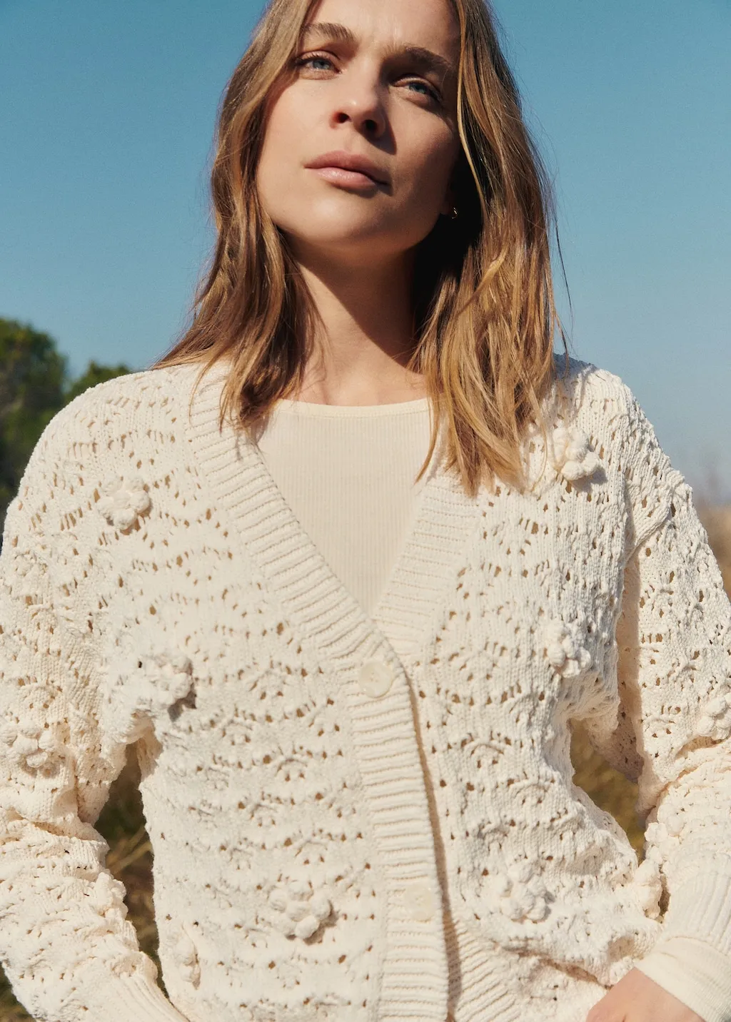 Cardigan maglia traforato