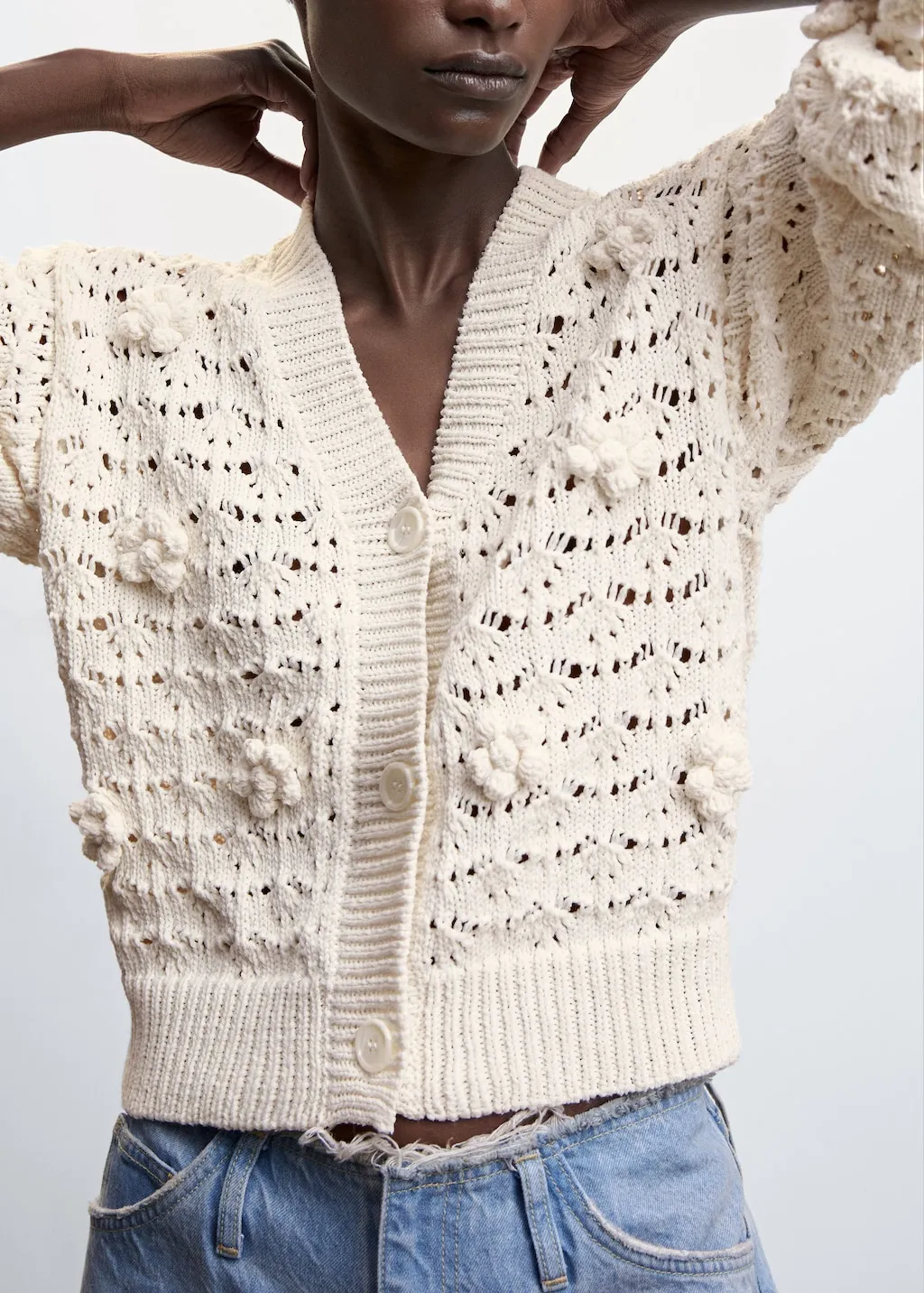 Cardigan maglia traforato