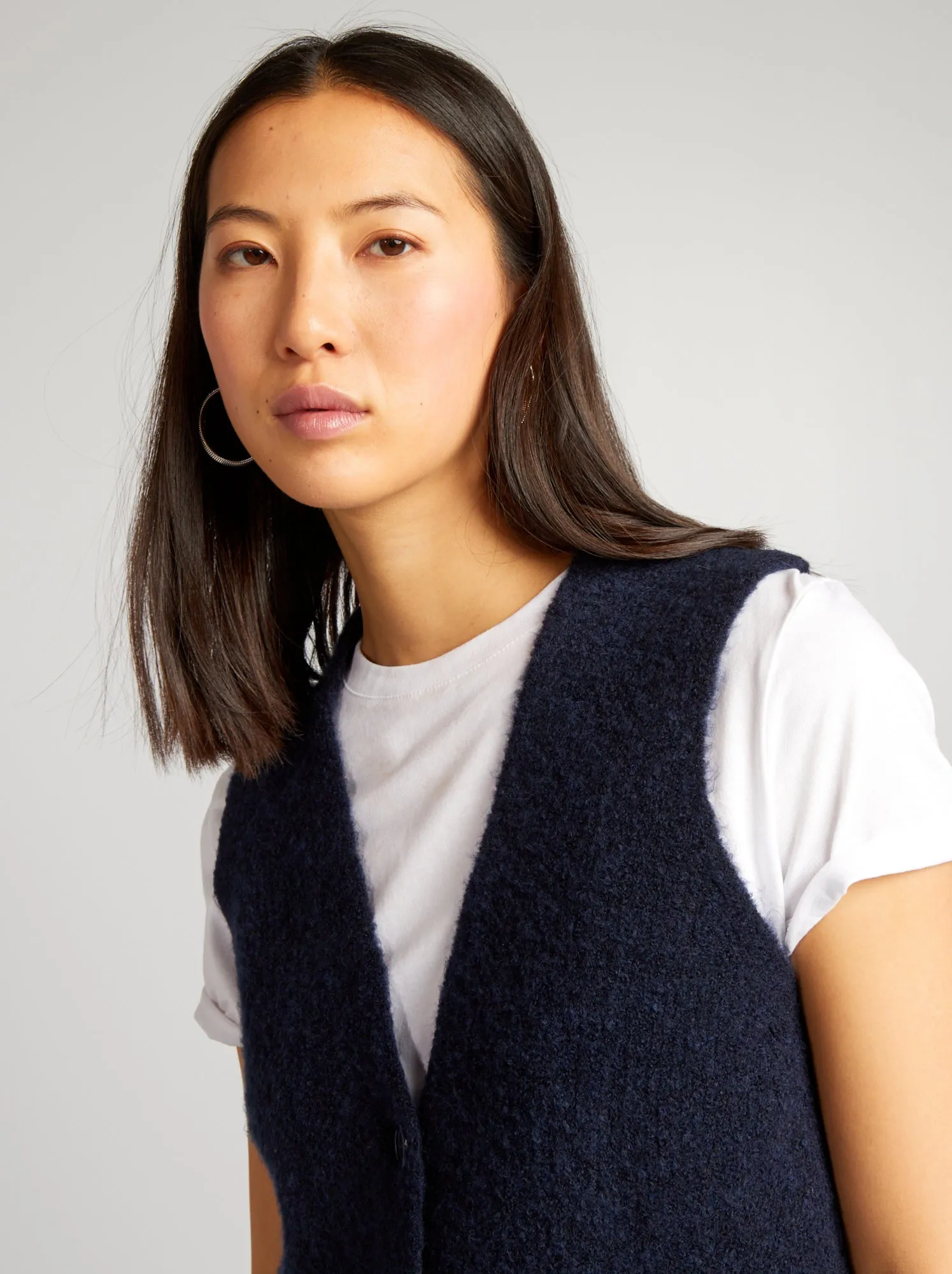 Cardigan senza maniche lavorato a maglia - blu