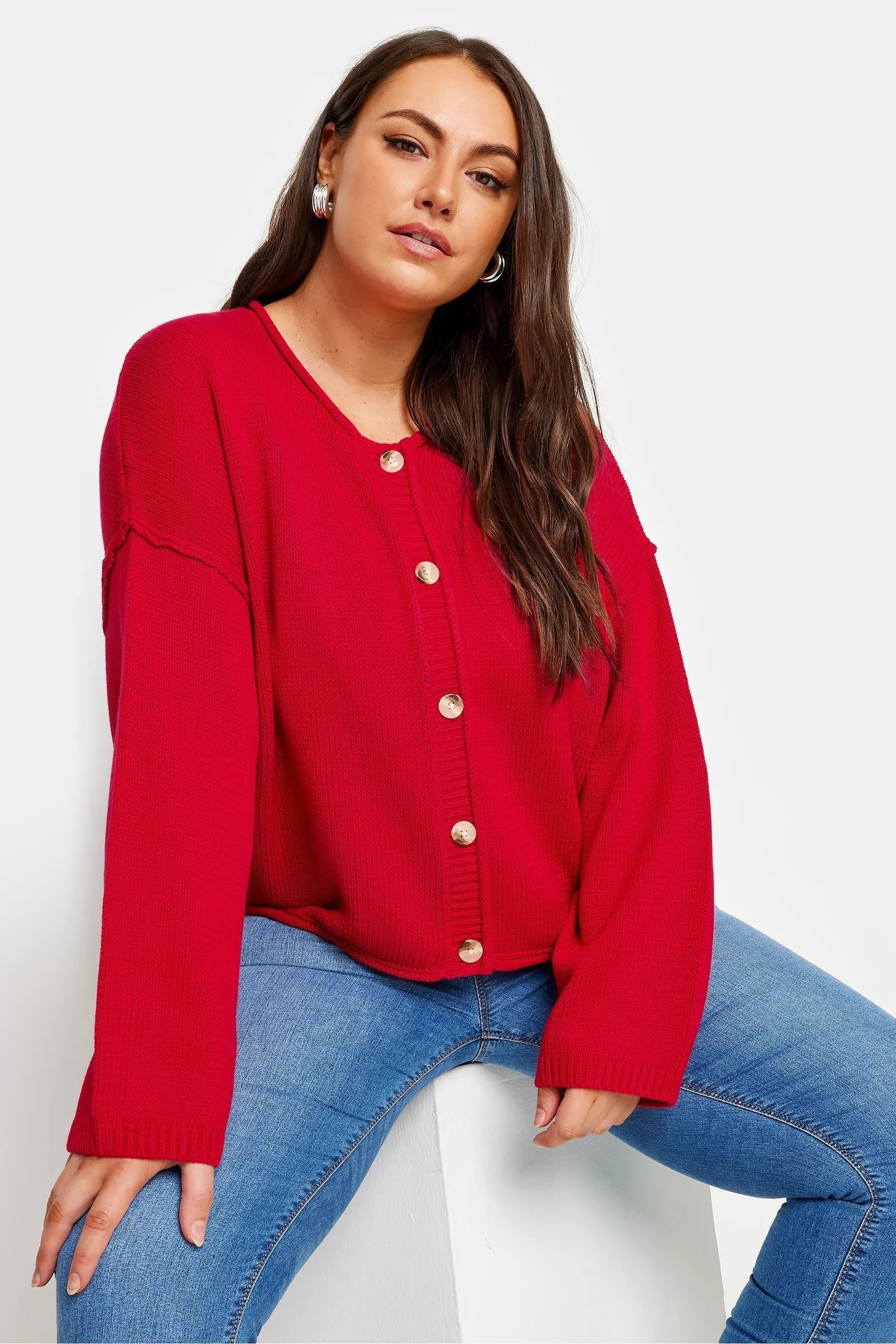 Cardigan Yours Curve con bottone corto passante    