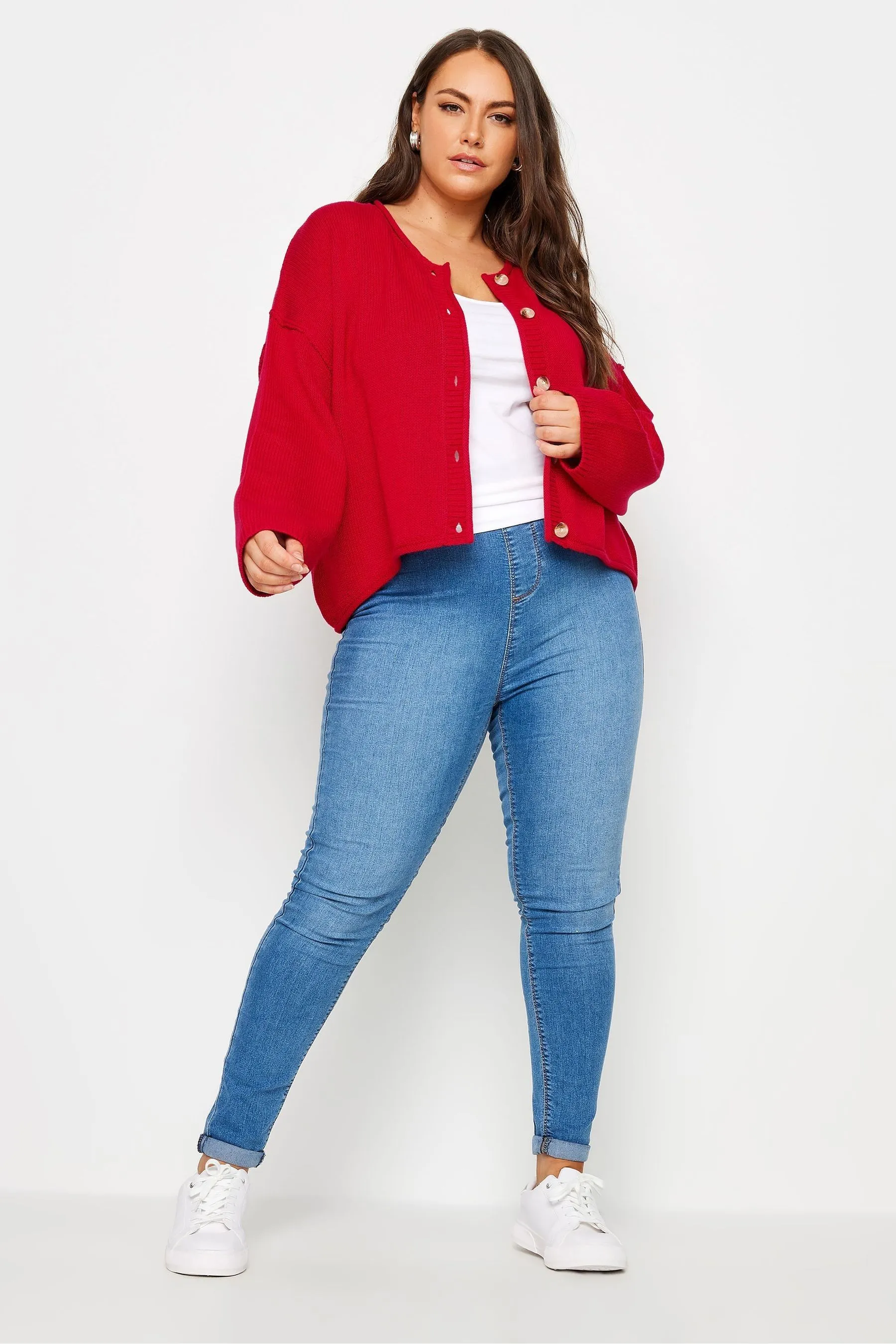 Cardigan Yours Curve con bottone corto passante    