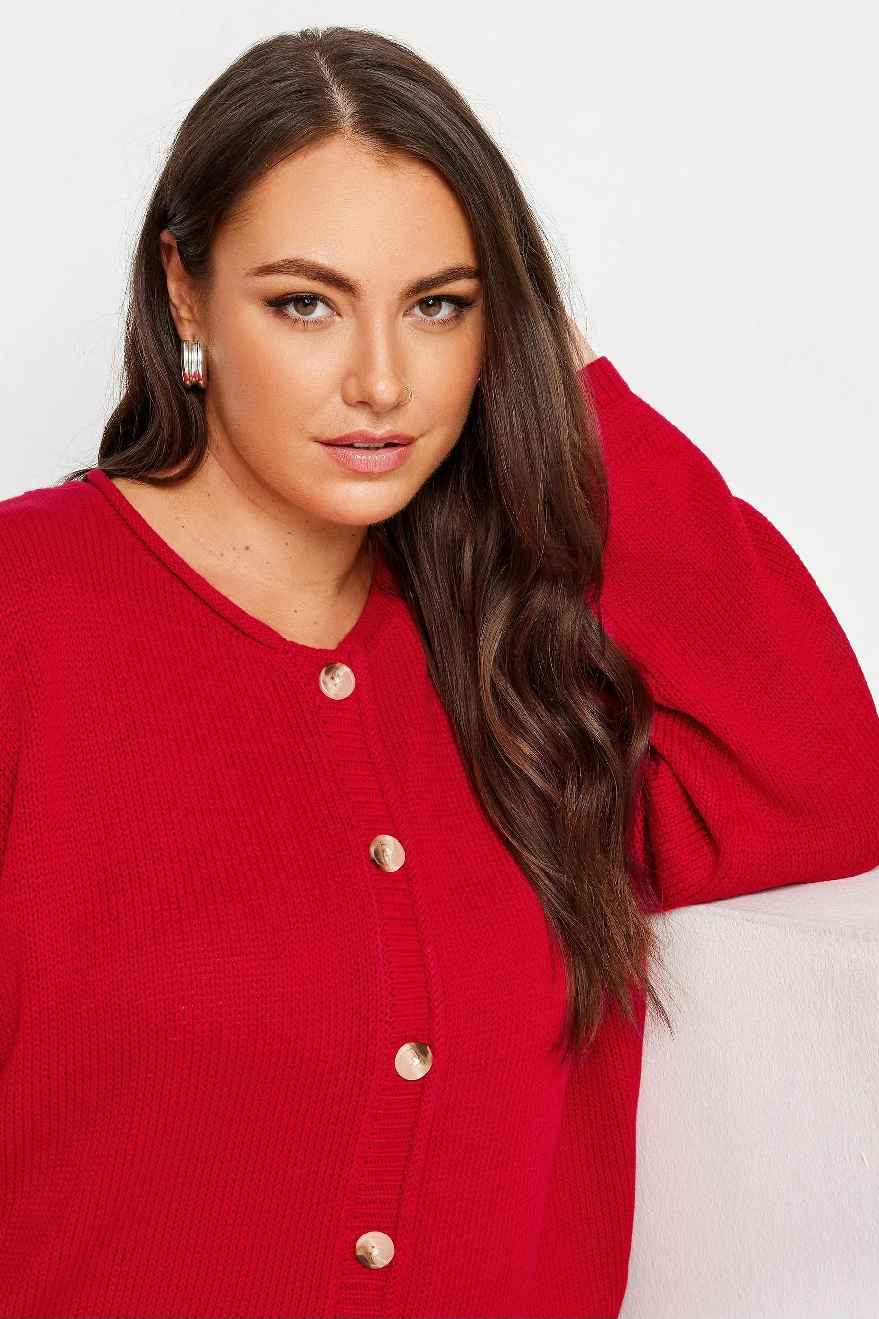 Cardigan Yours Curve con bottone corto passante    