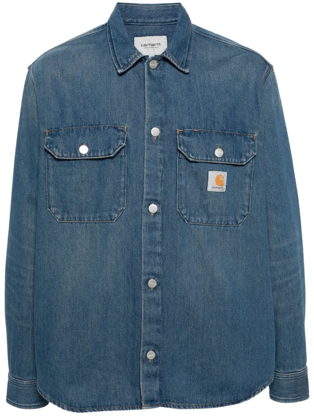 Carhartt Camicia Blu Uomo Denim Patch Logo