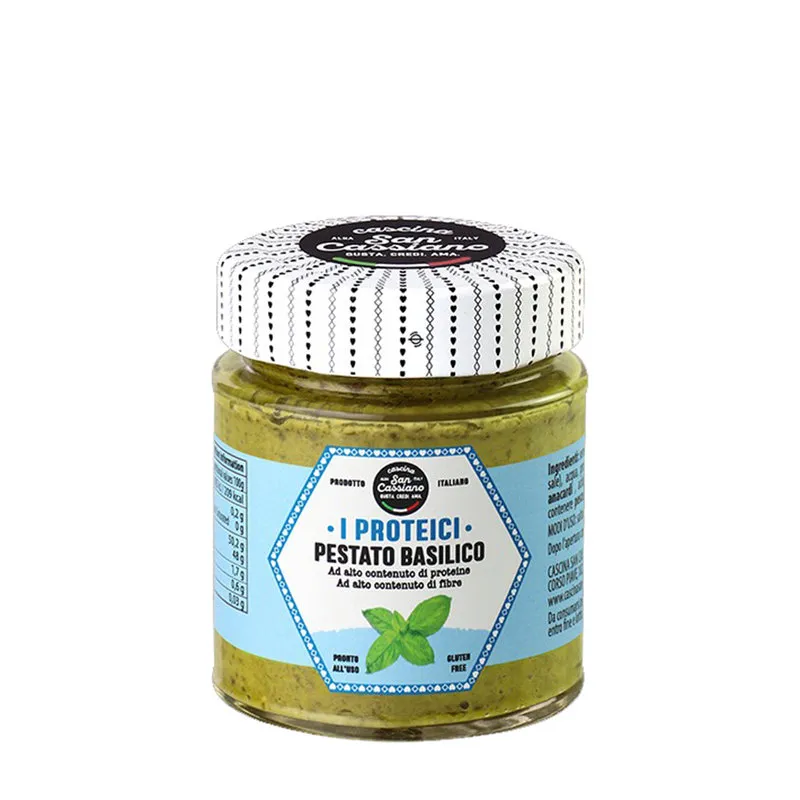 Cascina San Cassiano 6 vasetti misti SughiProteici 140 gr: 2 Pesto di basilico - 2 Pesto rosso - 2 Crema cacio e pepe