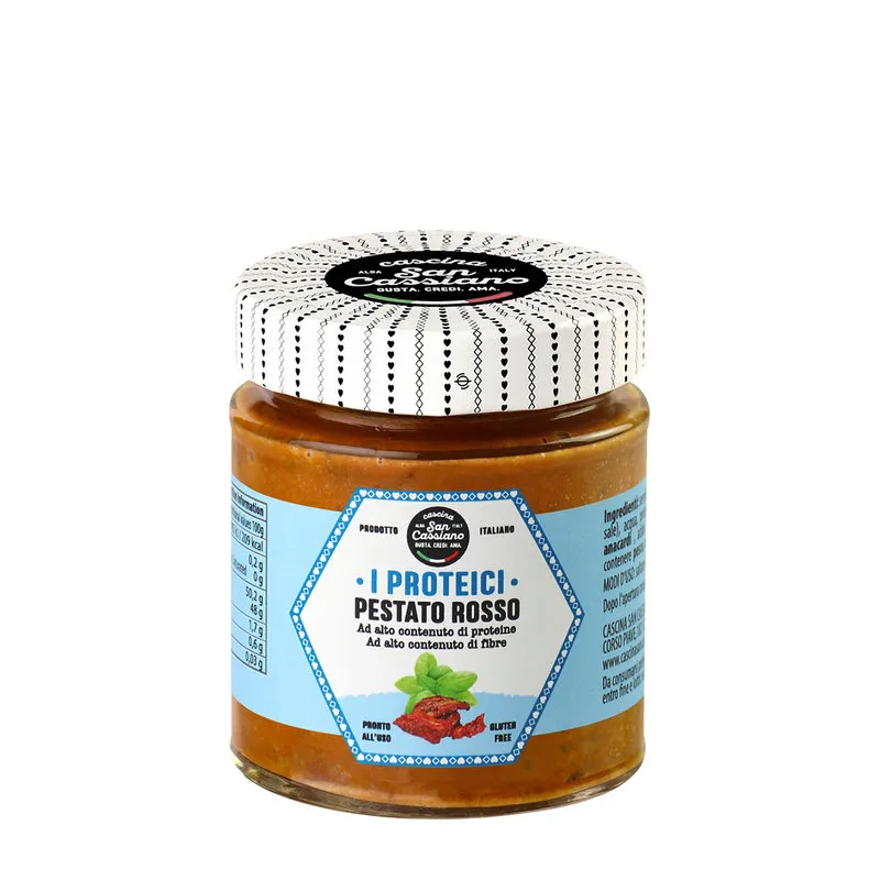 Cascina San Cassiano 6 vasetti misti SughiProteici 140 gr: 2 Pesto di basilico - 2 Pesto rosso - 2 Crema cacio e pepe