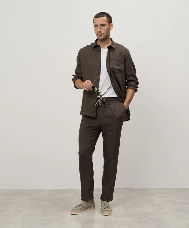 Cashmere&Whiskey Pantaloni di lino marroni 2556