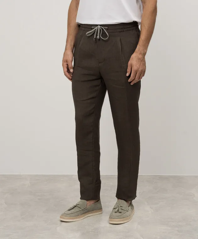 Cashmere&Whiskey Pantaloni di lino marroni 2556