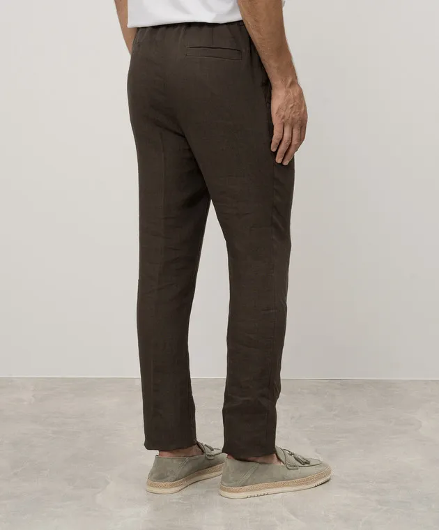 Cashmere&Whiskey Pantaloni di lino marroni 2556