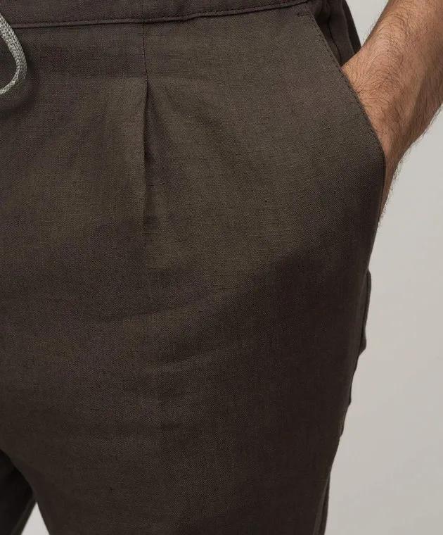 Cashmere&Whiskey Pantaloni di lino marroni 2556