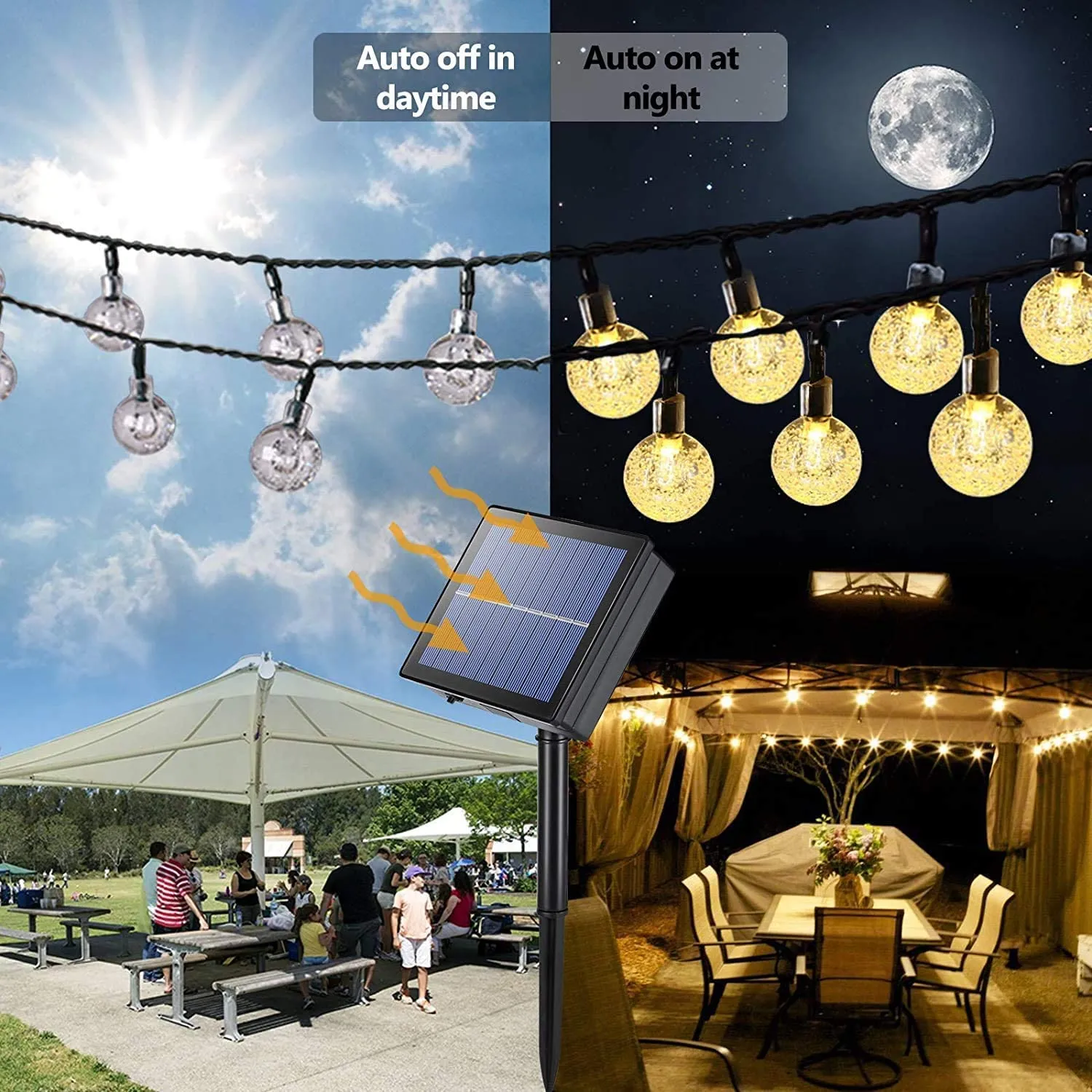 Catena Luminosa Esterno Solare, BrizLabs 20M 100 LED Luce Stringa Solari Cristallo Globo Impermeabile Lucine Led Decorative Inte