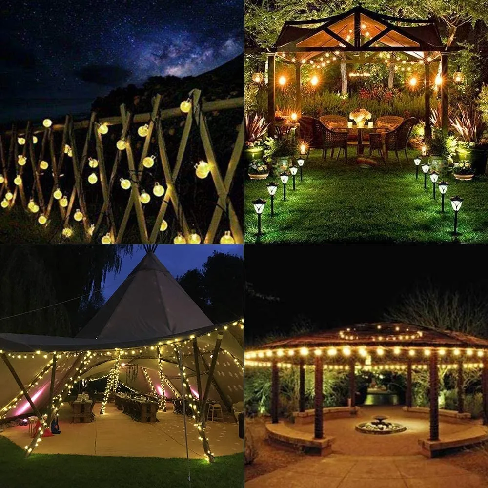 Catena Luminosa Esterno Solare, BrizLabs 20M 100 LED Luce Stringa Solari Cristallo Globo Impermeabile Lucine Led Decorative Inte