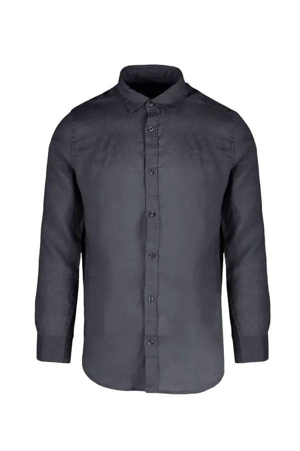 Censured camicia da uomo manica lunga in lino SM6437TLICA 20 blu