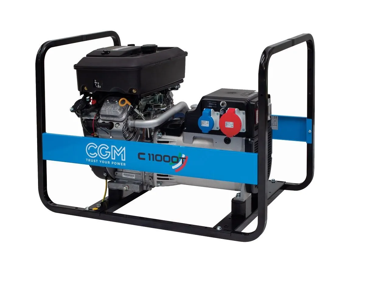 CGM C11000TE Generatore di corrente portatile a benzina 8kW, trifase 400V, con sistema di avviamento elettrico e stabilizzatore 
