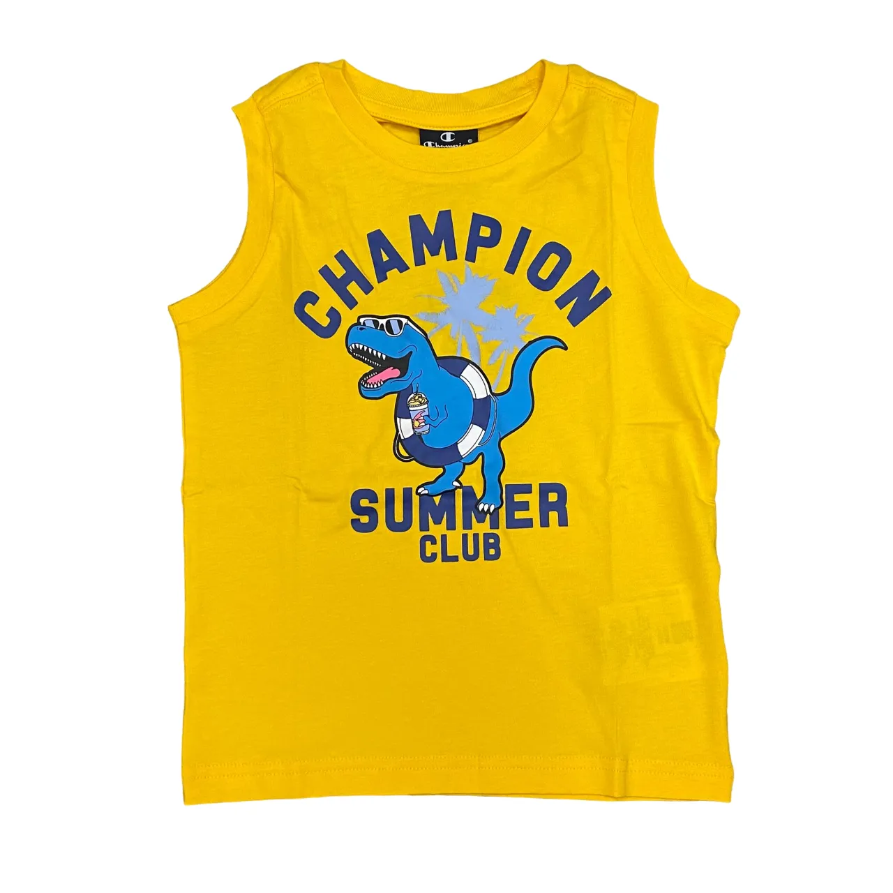Champion completo da ragazzo maglietta smanicata e pantaloncino Boxer mare 306794 YS011 giallo-bluette