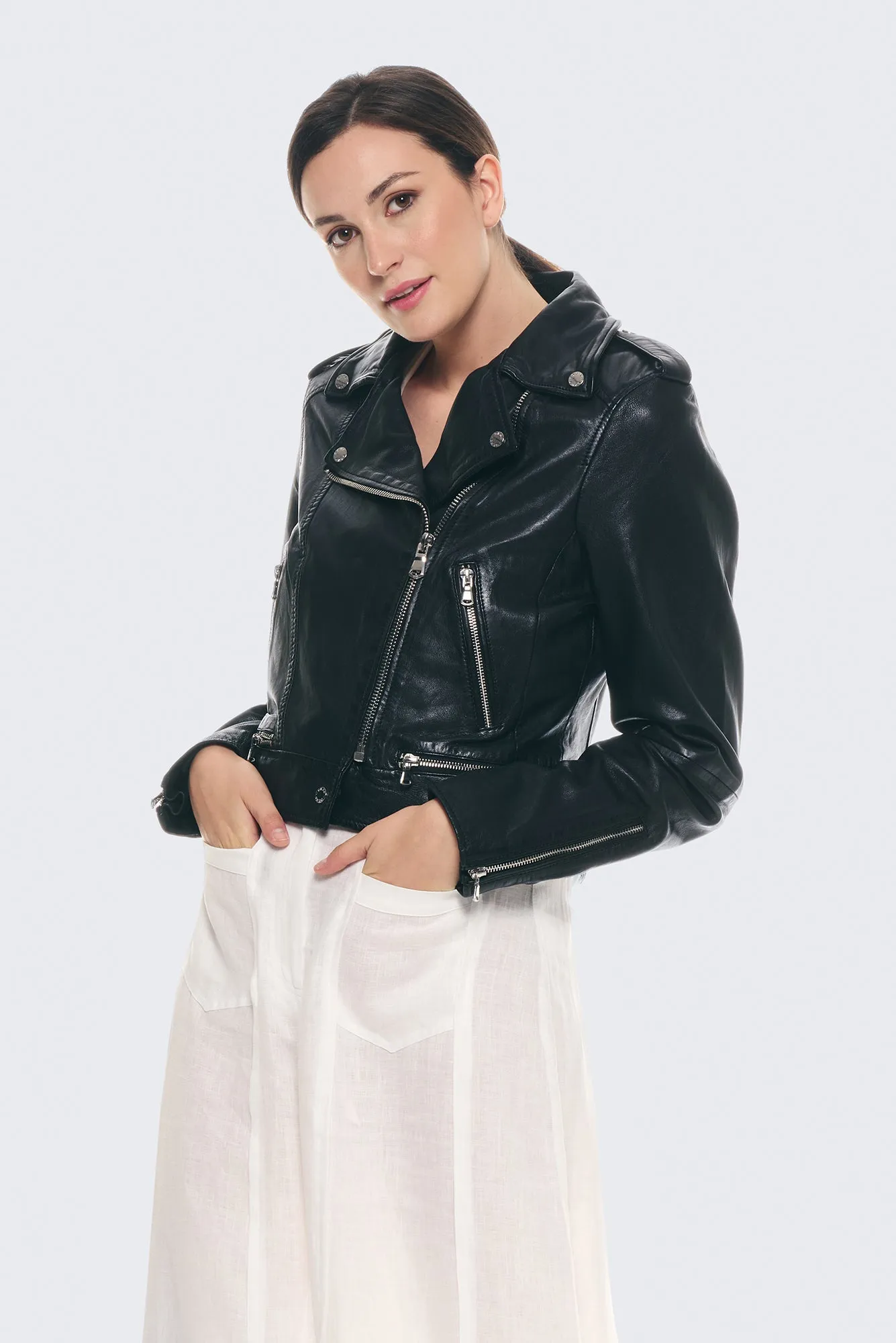 Chiodo in pelle nero