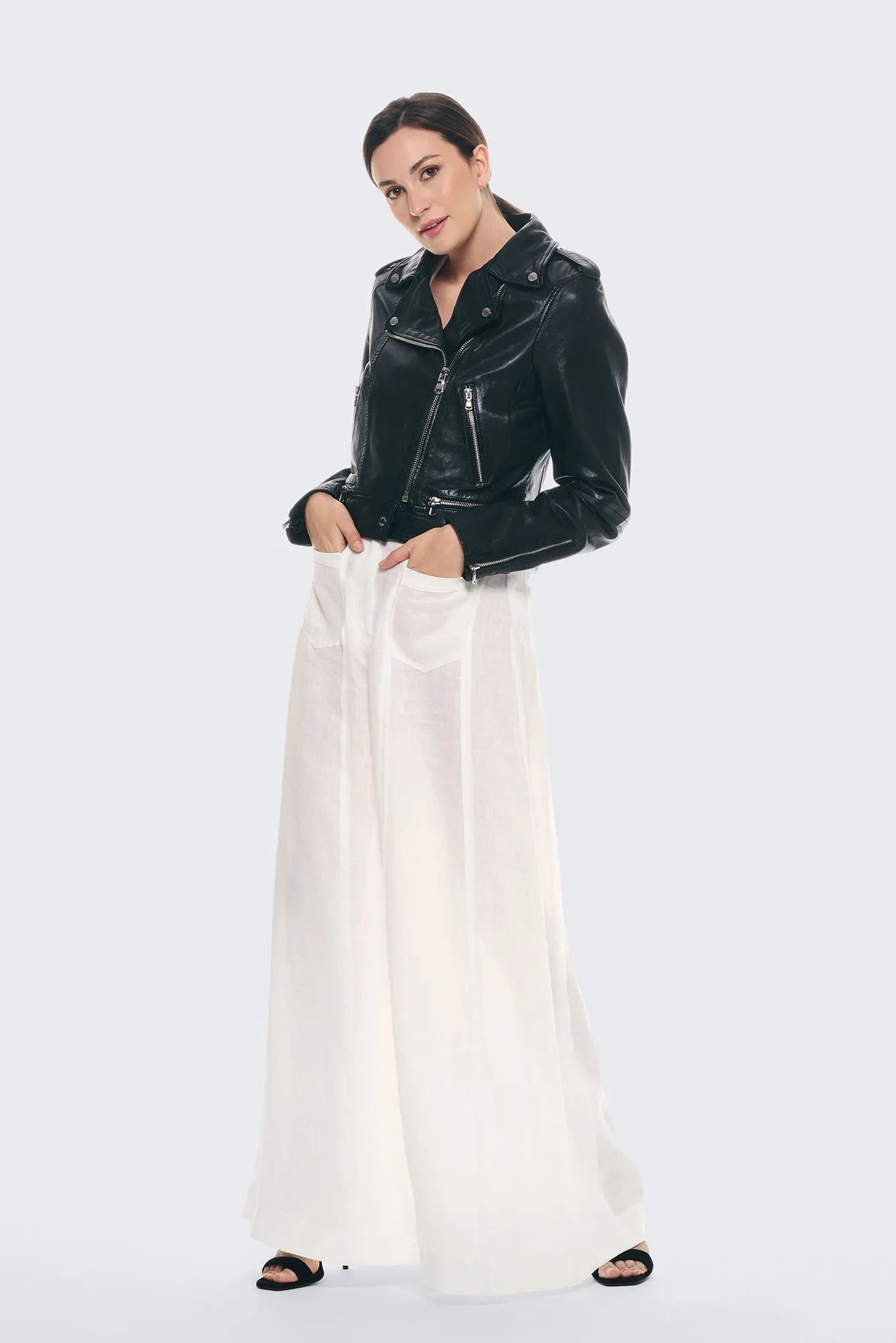 Chiodo in pelle nero
