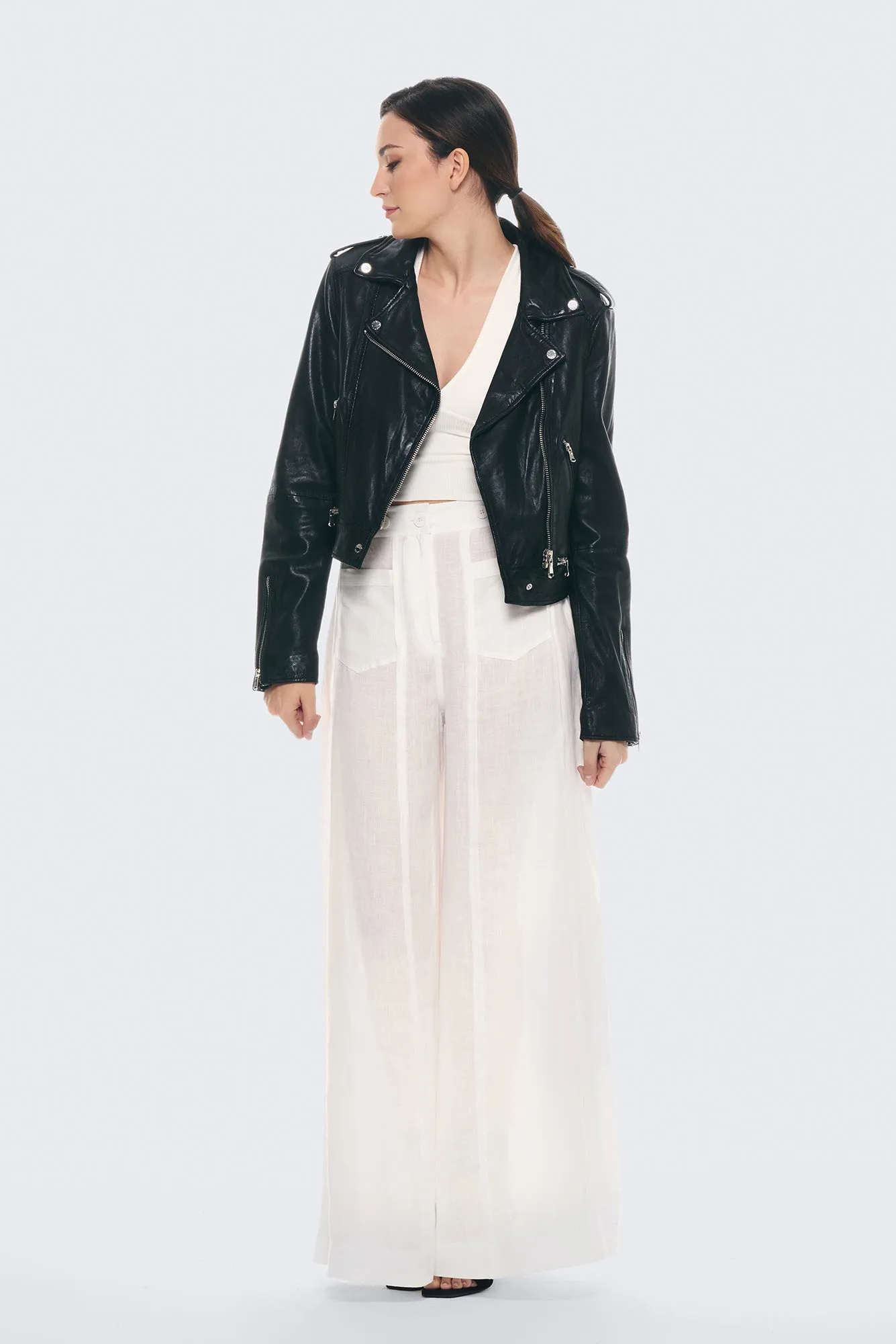 Chiodo in pelle nero