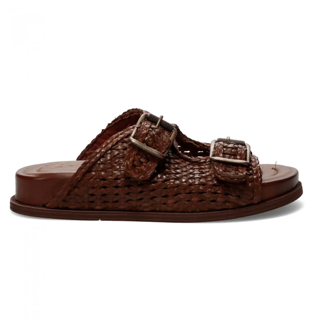 Ciabatta Zoe Pelago cuoio in pelle intrecciata