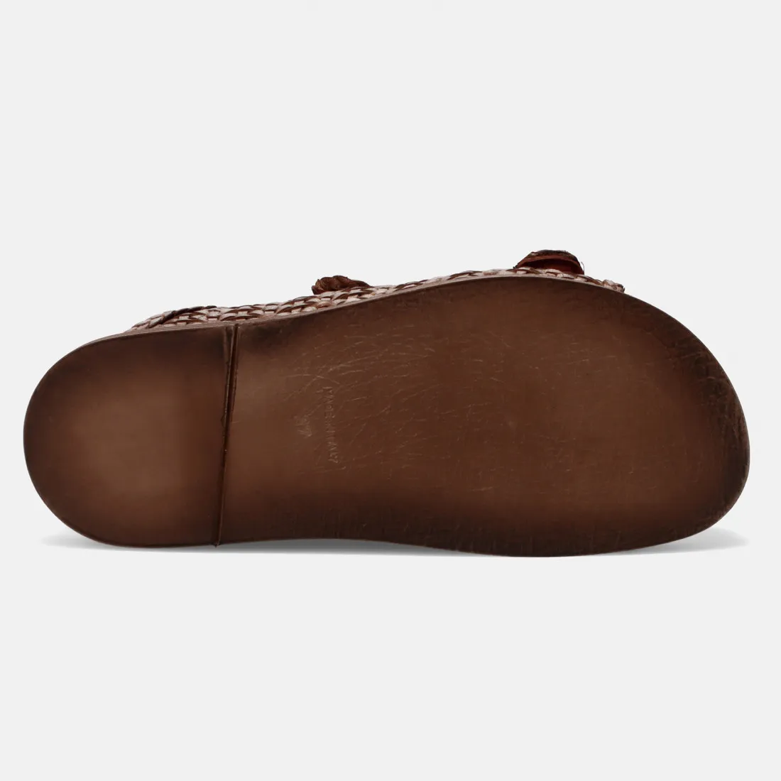 Ciabatta Zoe Pelago cuoio in pelle intrecciata