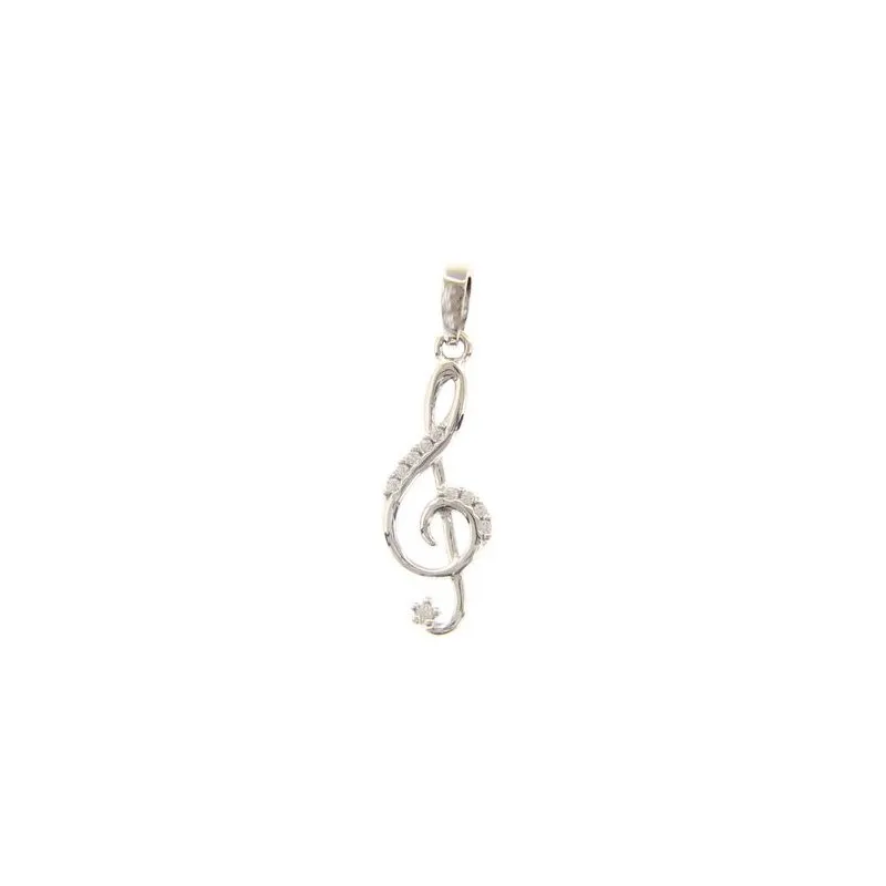 Ciondolo donna chiave di violino oro bianco 133237