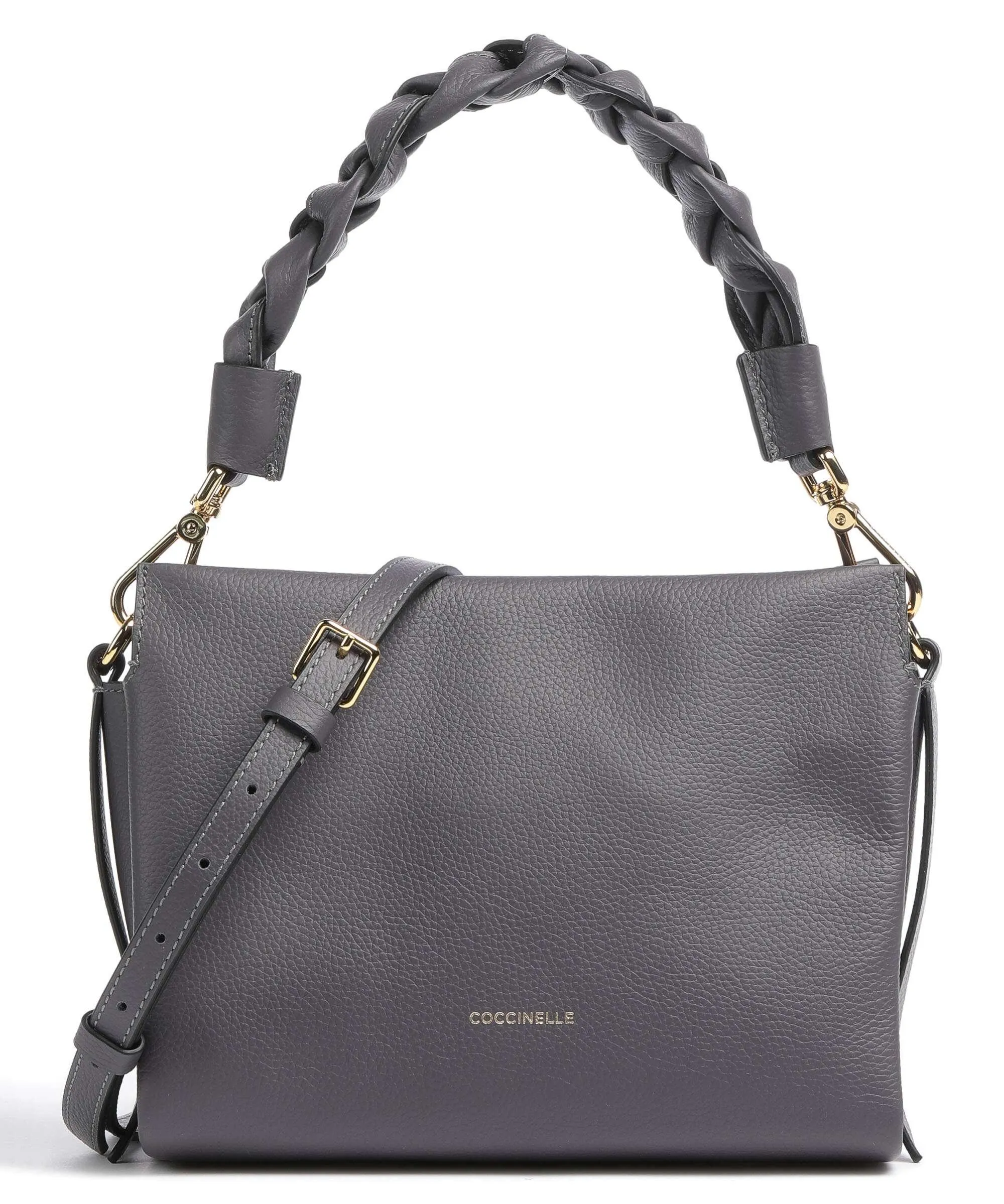  Coccinelle Boheme Grana Double Borsa a mano pelle granulata grigio scuro  