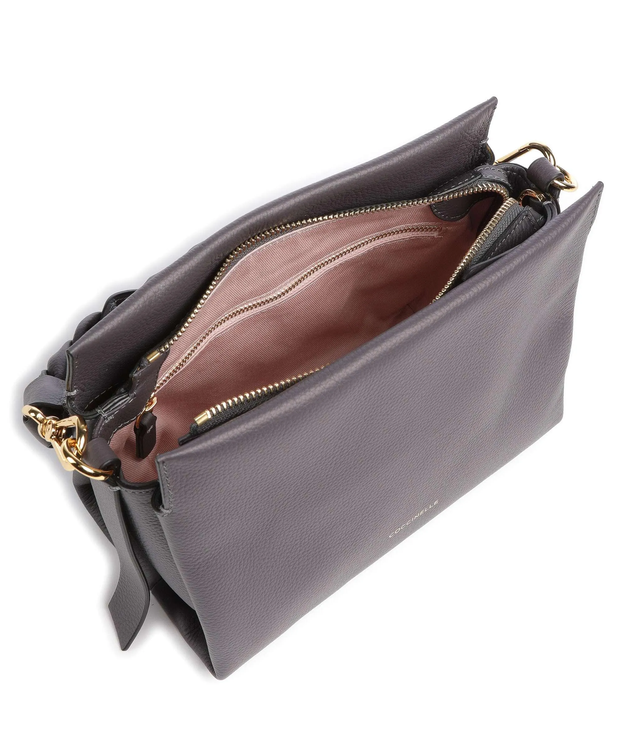  Coccinelle Boheme Grana Double Borsa a mano pelle granulata grigio scuro  