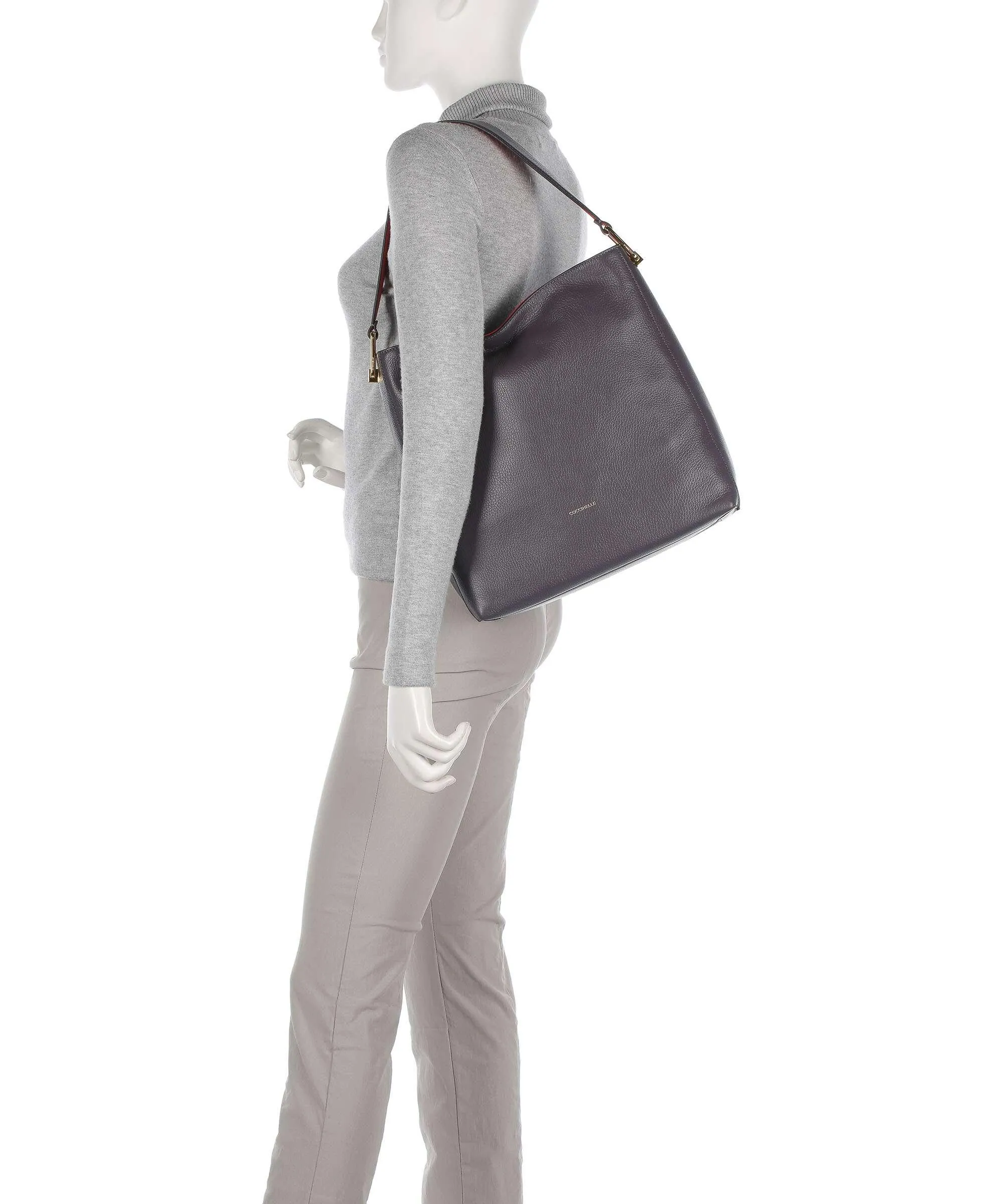  Coccinelle Liya Borsa hobo pelle granulata grigio scuro  