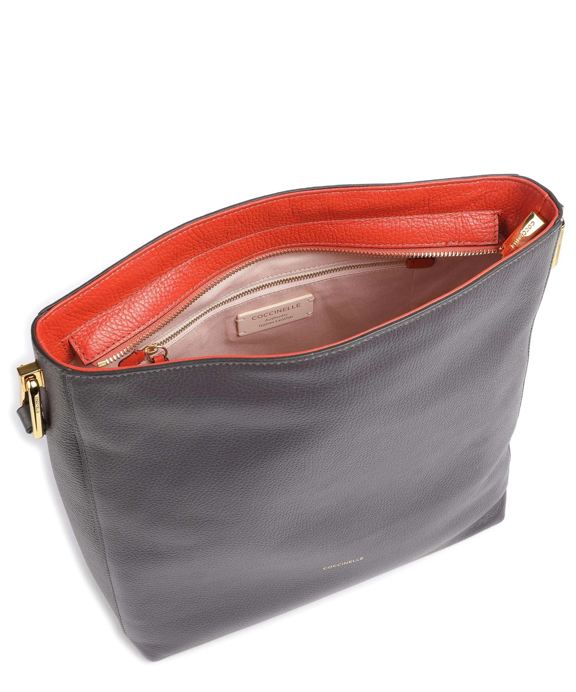  Coccinelle Liya Borsa hobo pelle granulata grigio scuro  