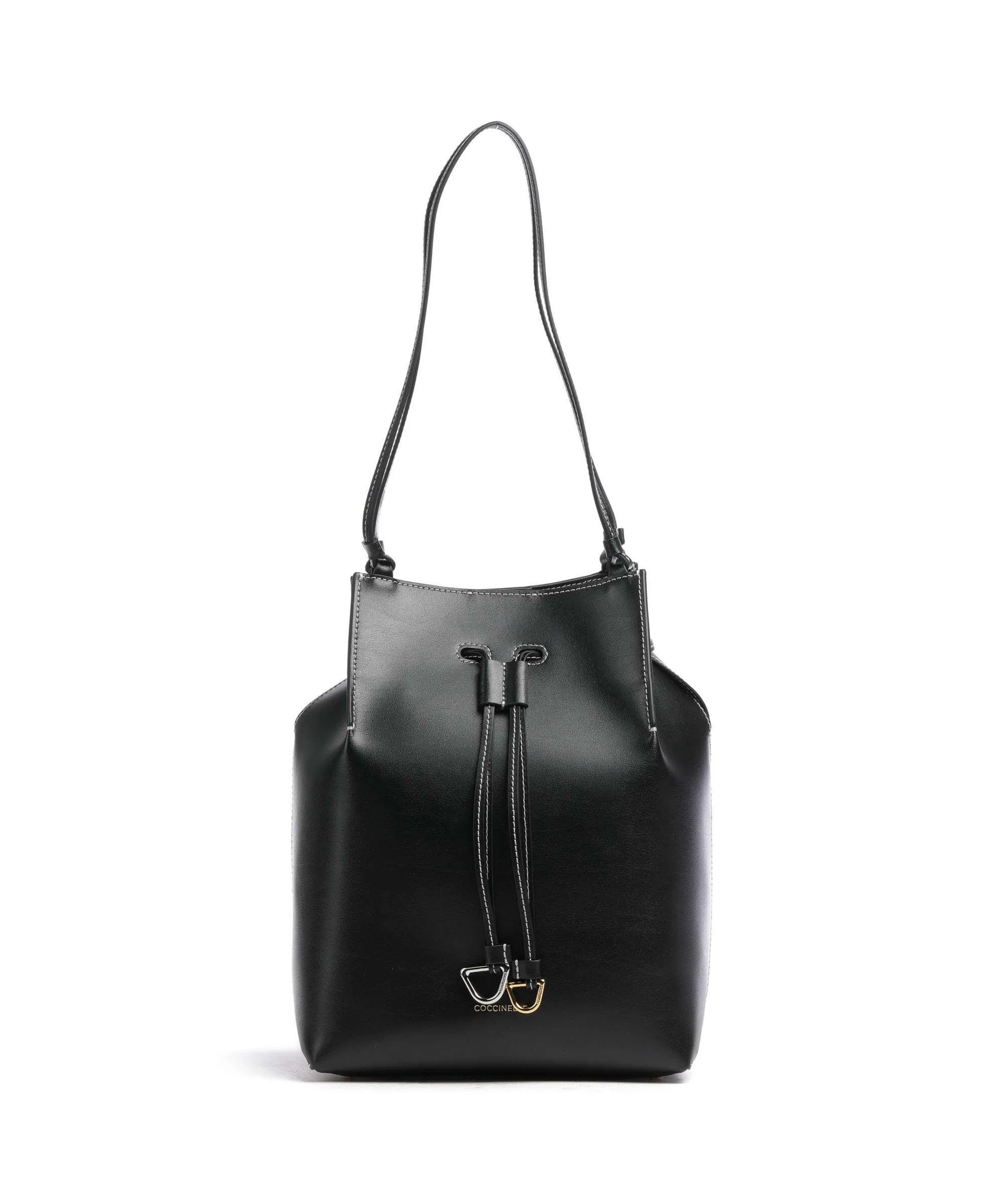  Coccinelle Roundabout Eco Cowhide Borsa a secchiello pelle a grana fine nero  
