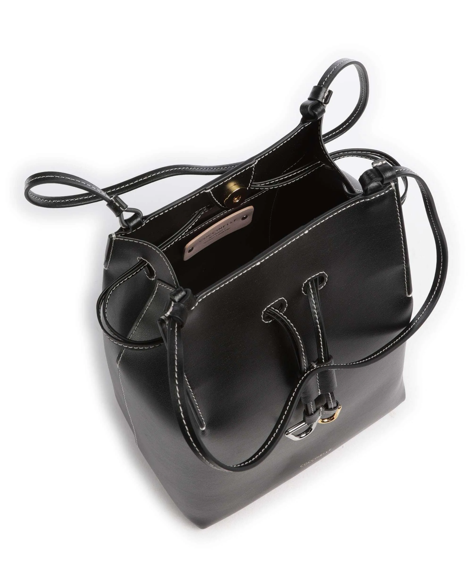  Coccinelle Roundabout Eco Cowhide Borsa a secchiello pelle a grana fine nero  