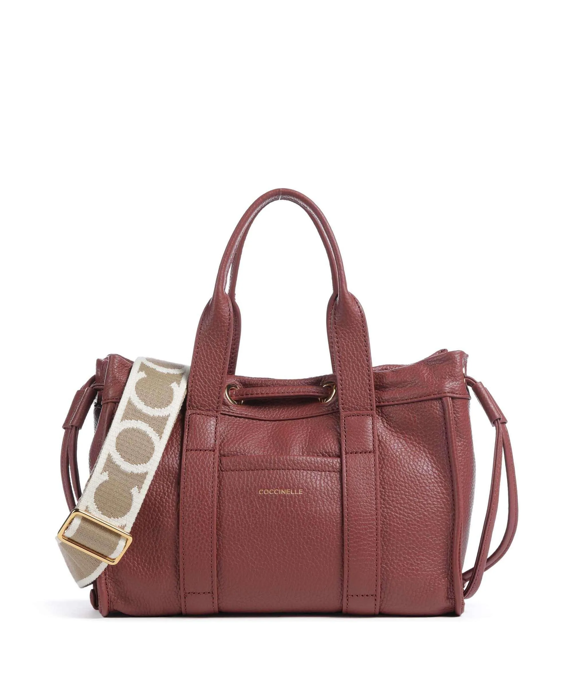  Coccinelle Signature 2Day Borsa a mano pelle granulata marrone  