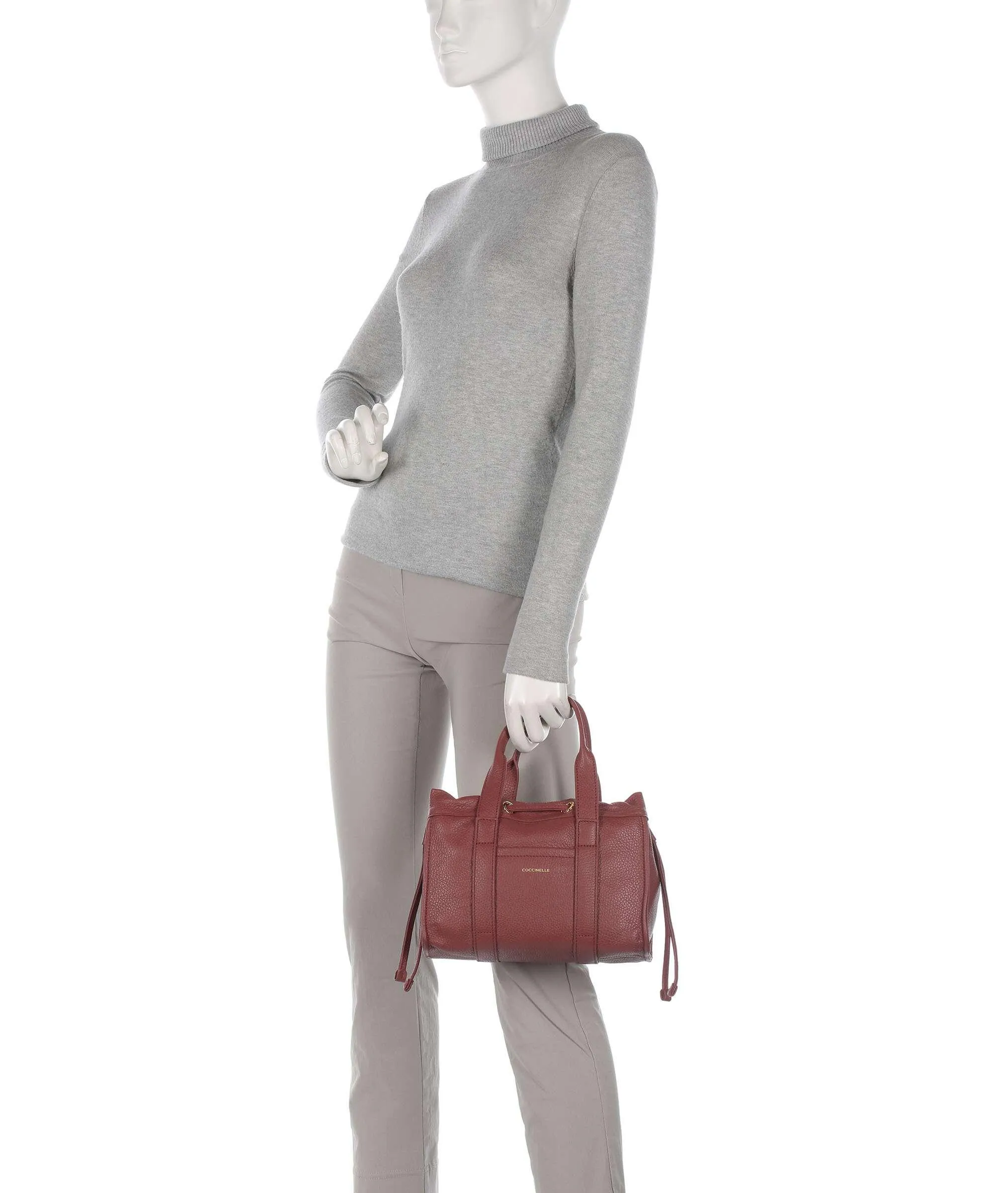 Coccinelle Signature 2Day Borsa a mano pelle granulata marrone  