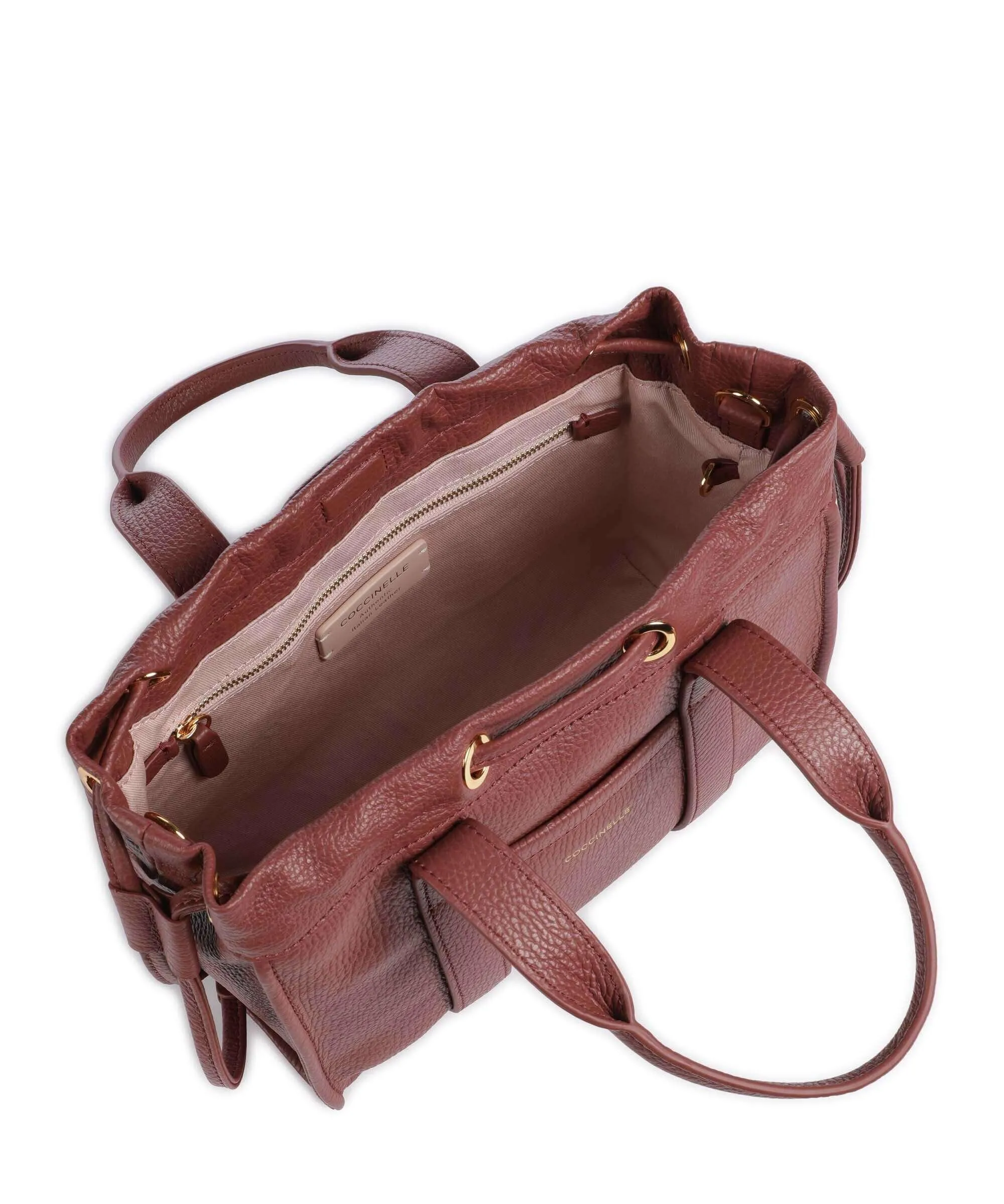  Coccinelle Signature 2Day Borsa a mano pelle granulata marrone  
