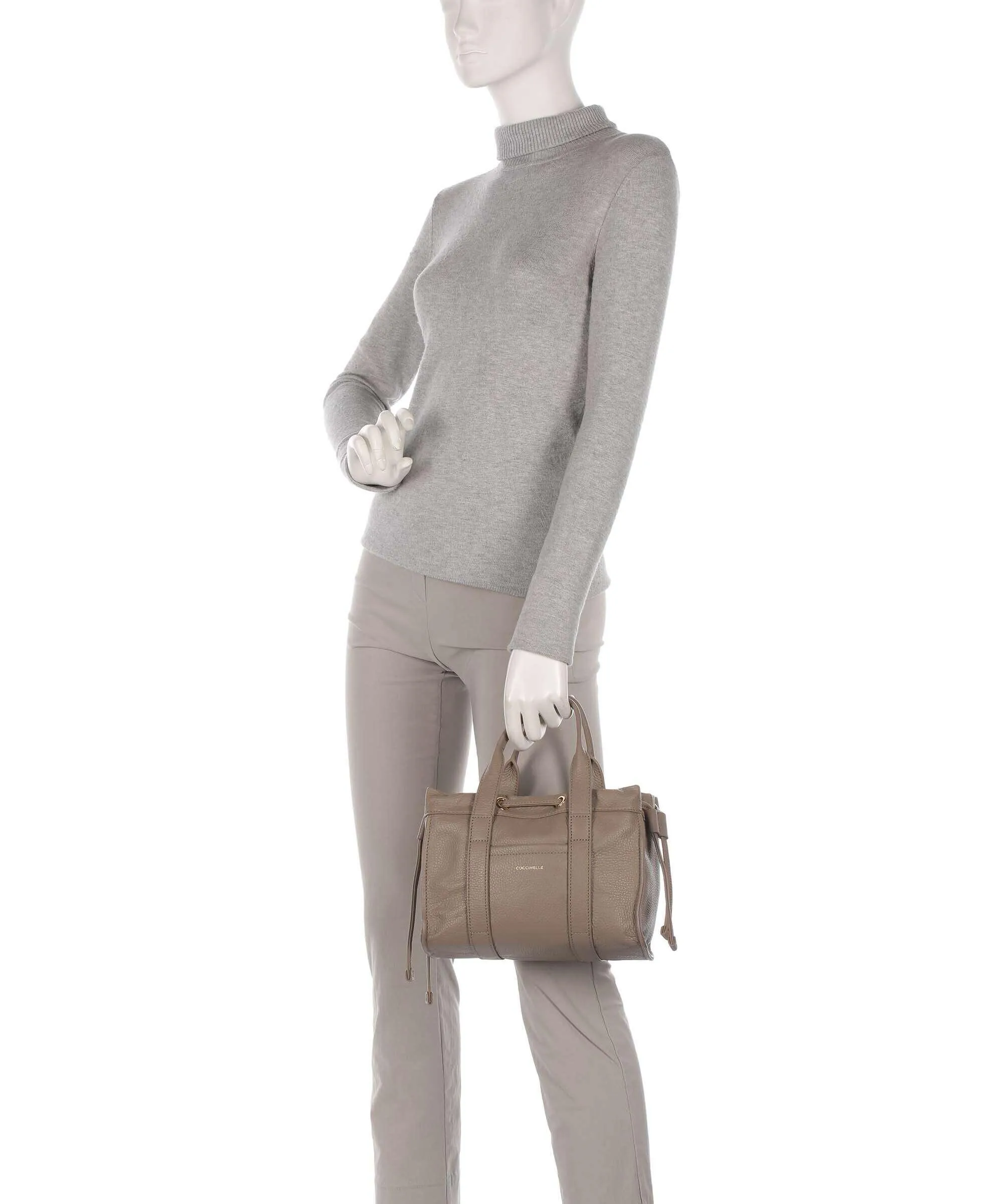  Coccinelle Signature 2Day Borsa a mano pelle granulata taupe  