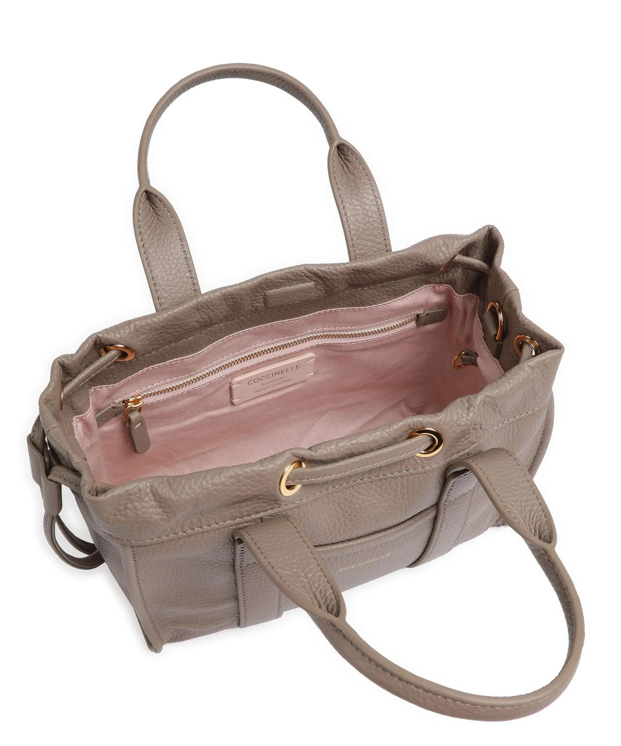  Coccinelle Signature 2Day Borsa a mano pelle granulata taupe  