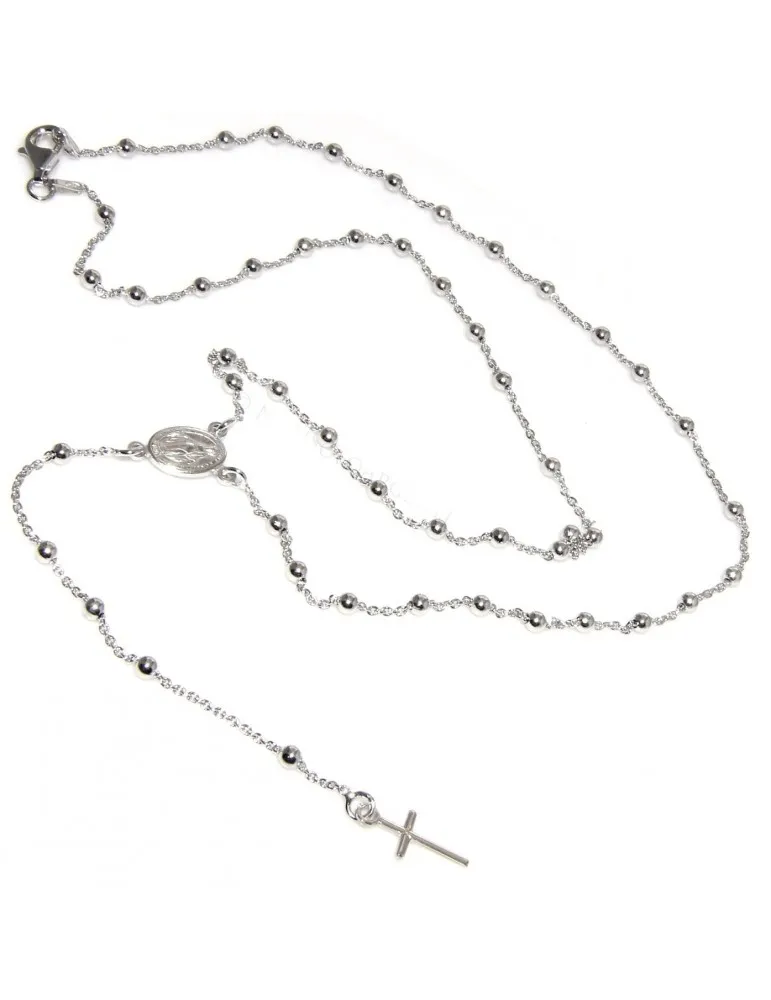 Collana rosario Argento 925 croce madonna girocollo 56 cm