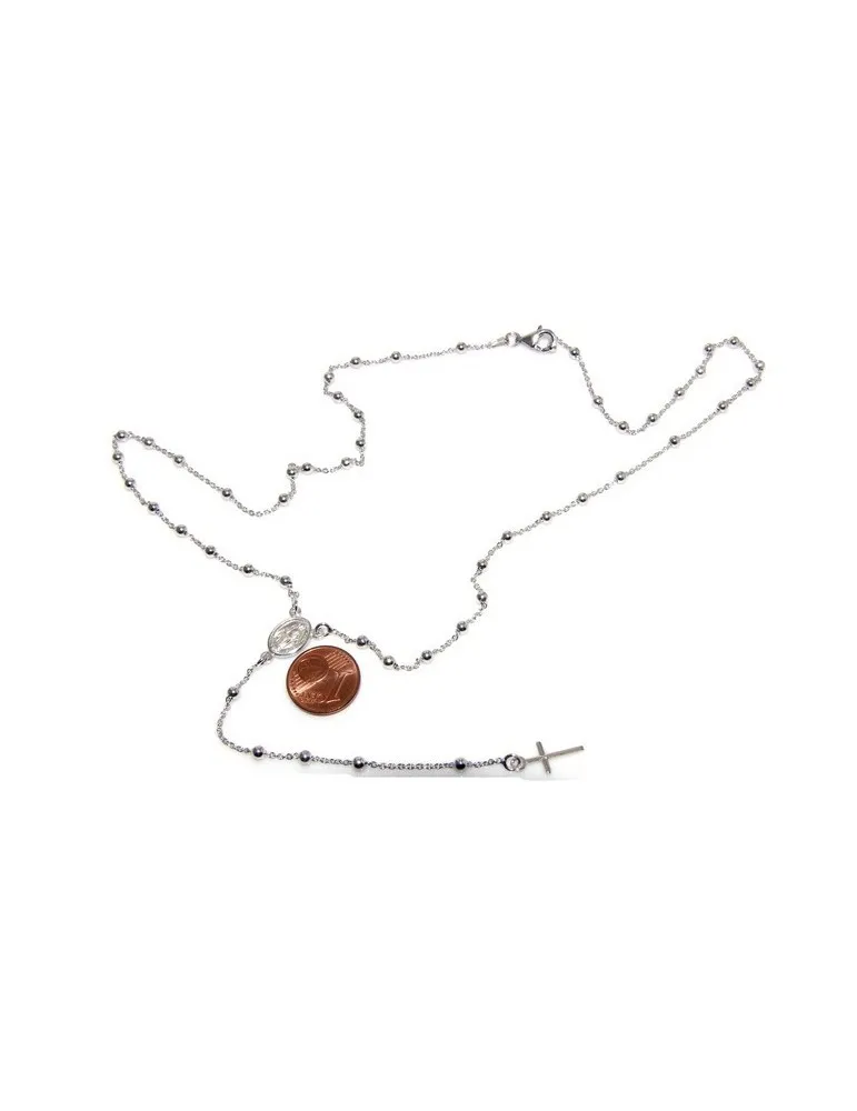 Collana rosario Argento 925 croce madonna girocollo 56 cm