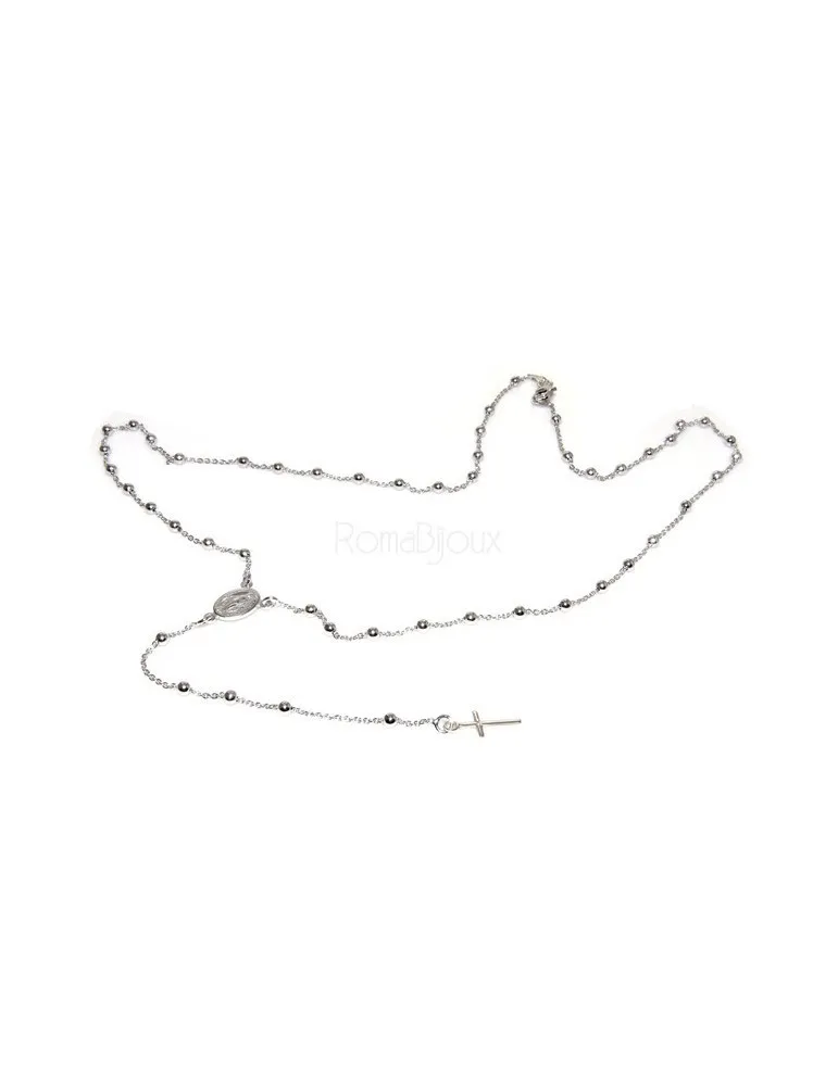 Collana rosario Argento 925 croce madonna girocollo 56 cm
