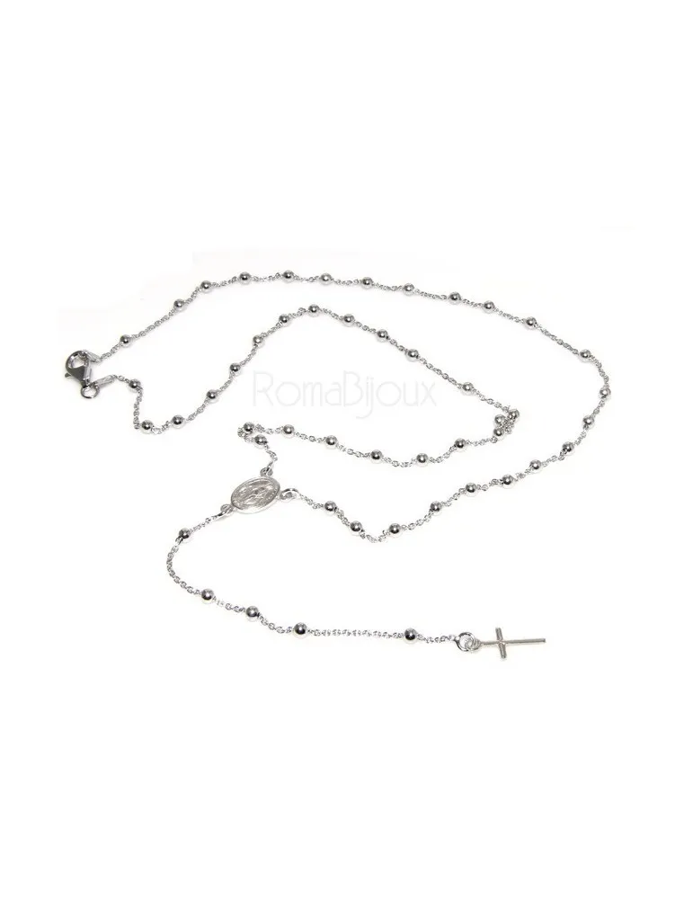 Collana rosario Argento 925 croce madonna girocollo 56 cm
