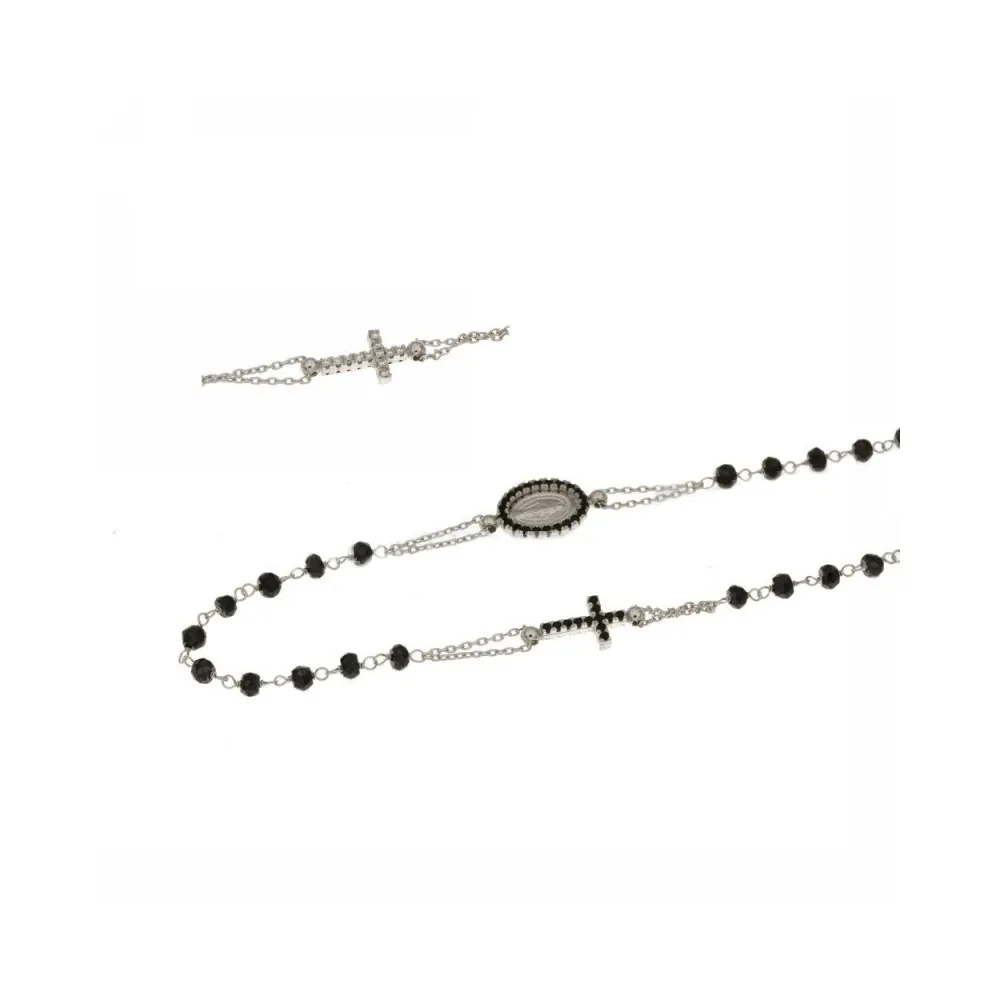 Collana Rosario in Oro bianco 18kt 750/1000 con pietre nere unisex