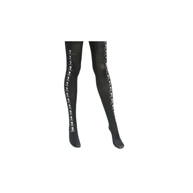 COLLANT TESCHIO NERO PIRATA ADULTI CALZE NILON PER TRAVESTIMENTI DI CARNEVALE HALLOWEEN E SPETTACOLI A TEMA PIRATI HORRO