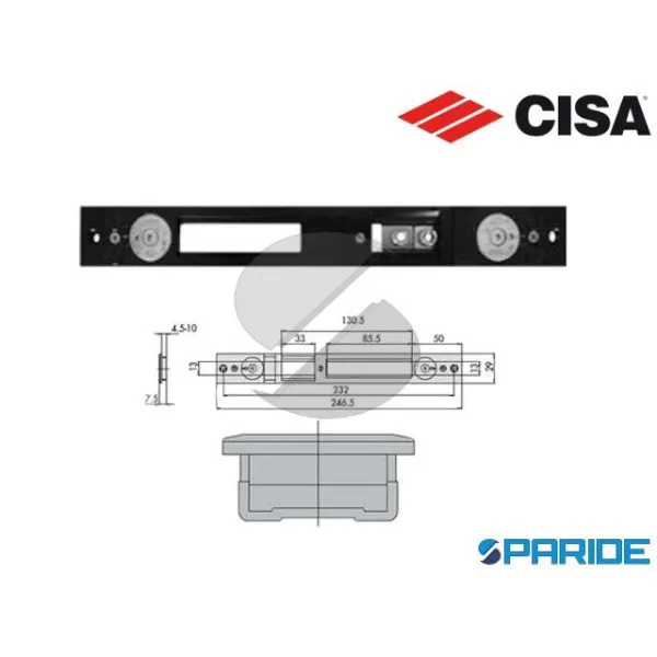 CONTROPIASTRA IN METALLO 06463 74 CISA NERA PER SERRATURA BASCULANTE