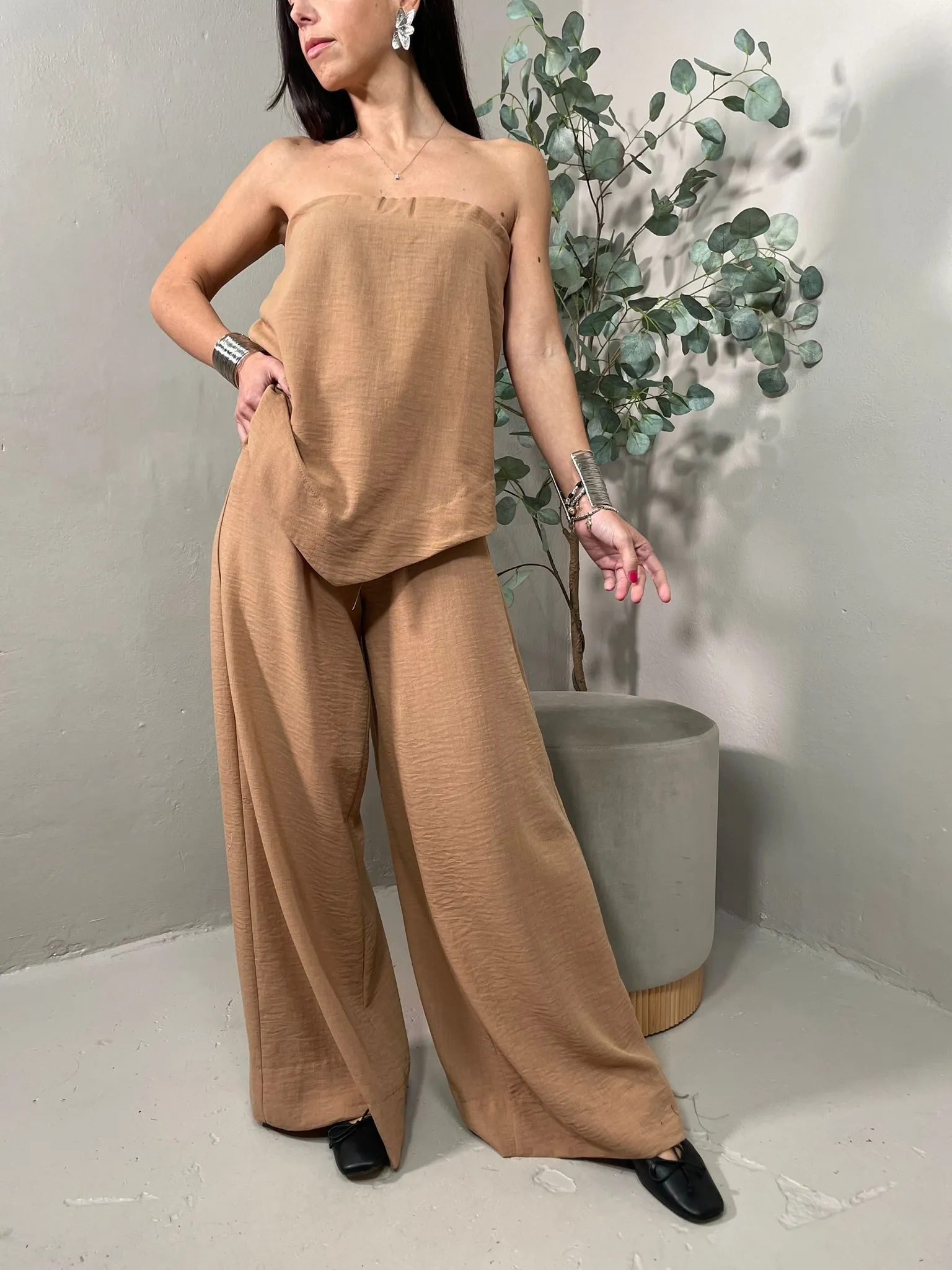 Coordinato Top e Pantalone Nocciola