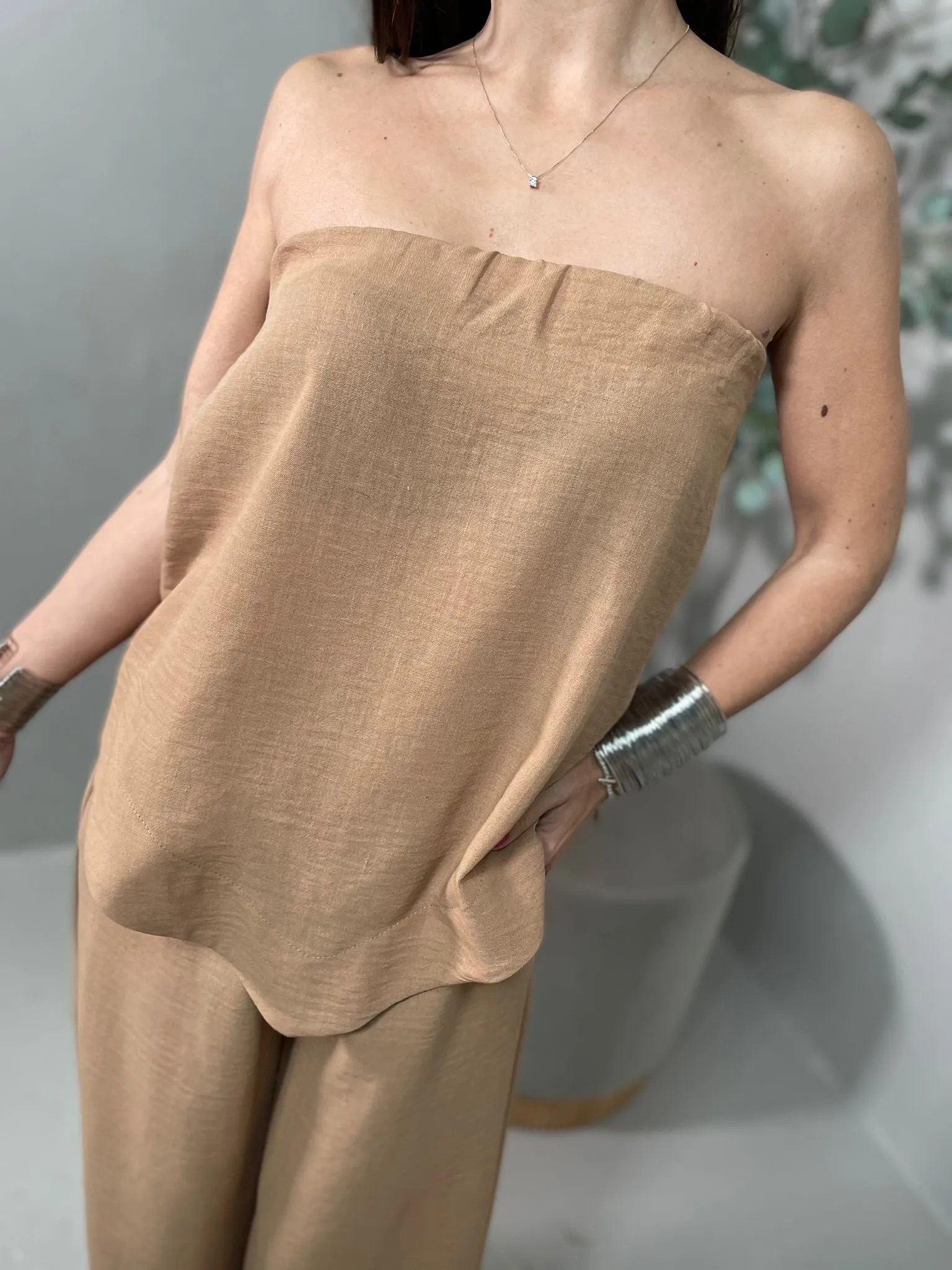 Coordinato Top e Pantalone Nocciola