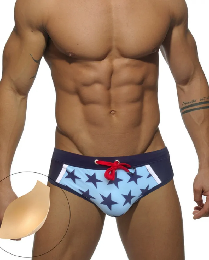 Costume da bagno da uomo a vita bassa Costume da bagno traspirante Quick Dry Star Patchwork Slip Summer Fashion Sport Beach Surf